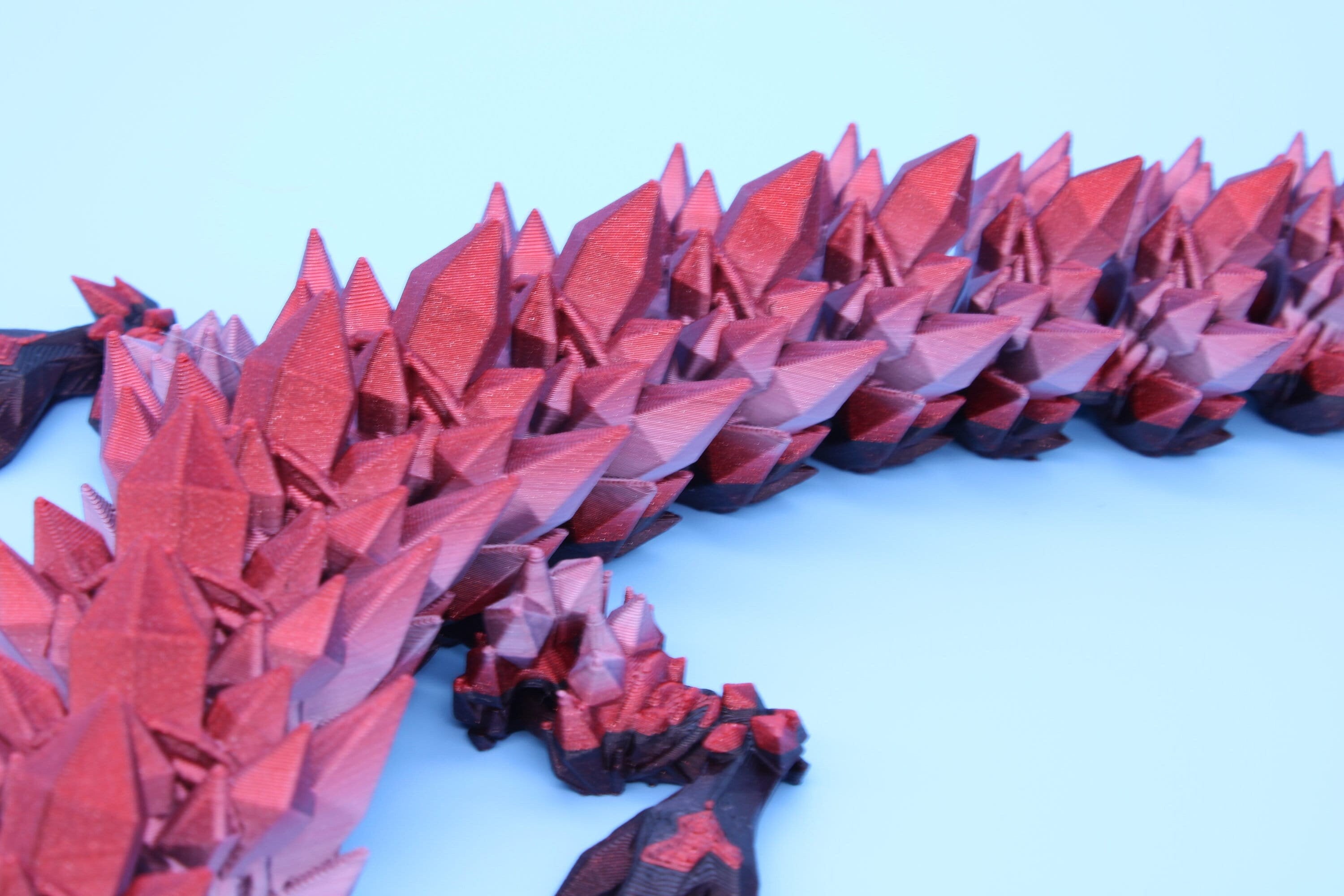Rainbow Pink & Dark Crystal Dragon | 3D Printed Articulating Dragon | Flexi Toy | Adult Fidget Toy | Dragon Buddy ready for you! 24 inch.