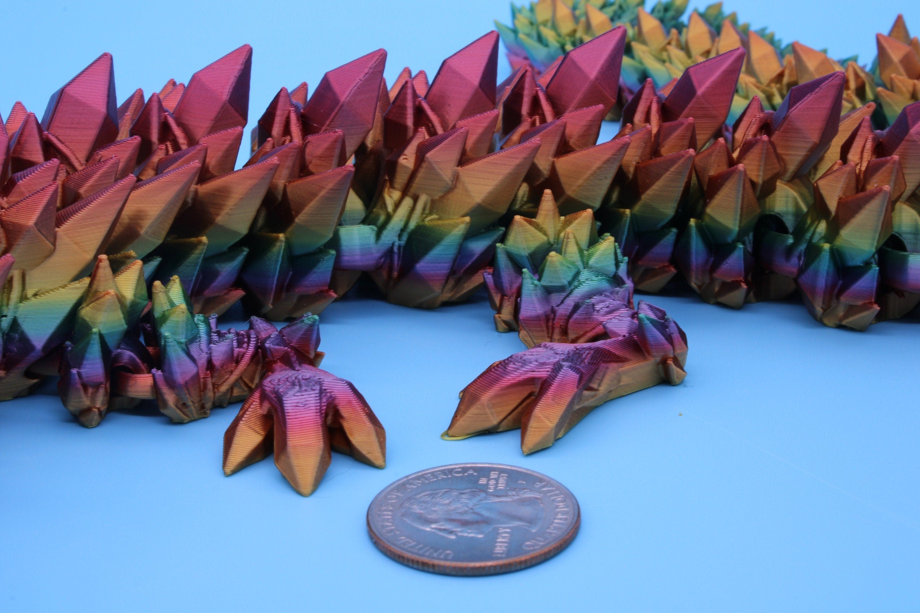 Rainbow Crystal Dragon | 3D Printed Articulating Dragon | Flexi Toy | Adult Fidget Toy | Dragon Buddy ready for you! 24 inch.