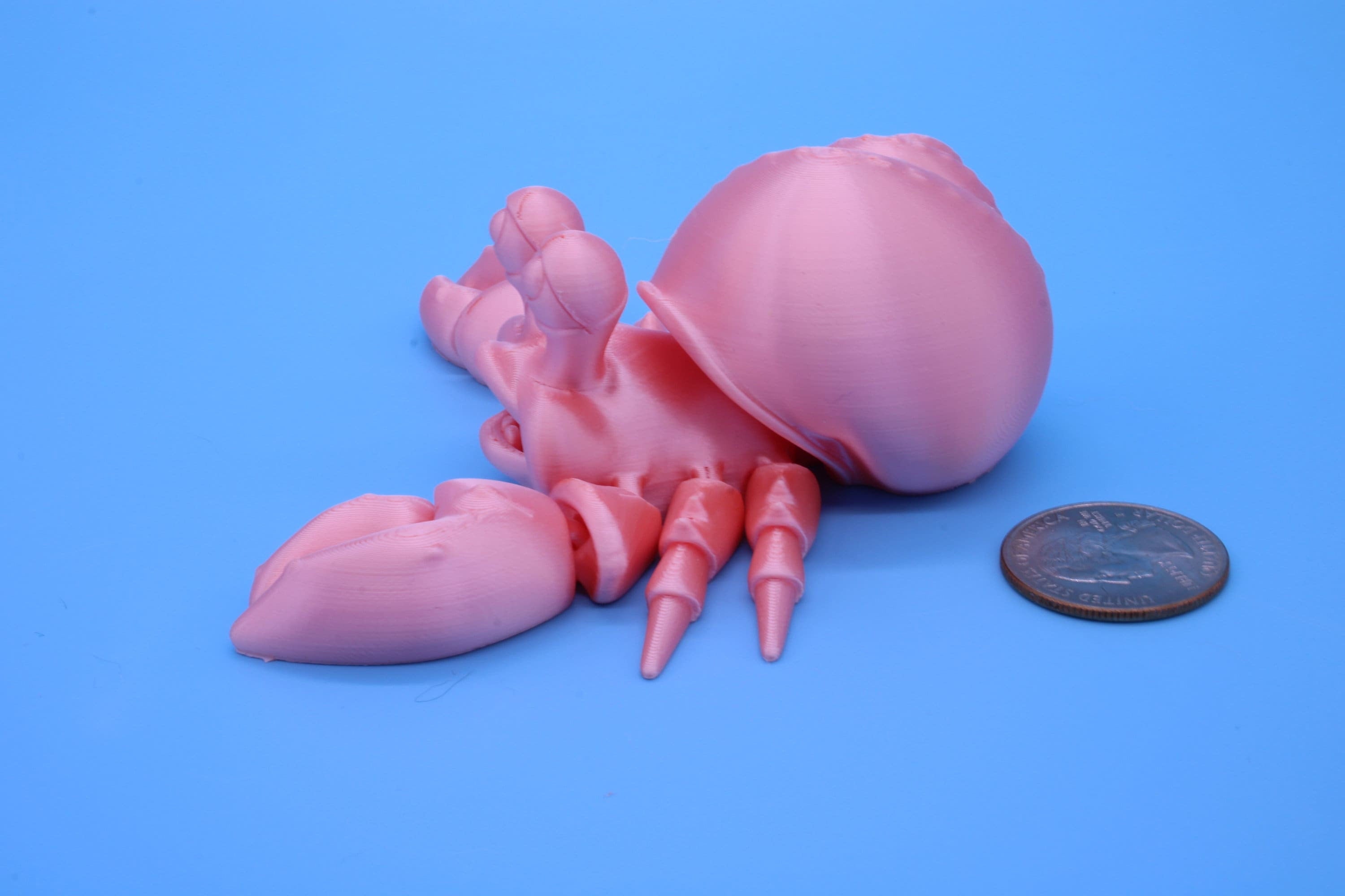 Pink Flexi Hermit Crab | 3D Printed. | Super cute, friendly crab. | Great fidget toy, buddy, Sensory toy