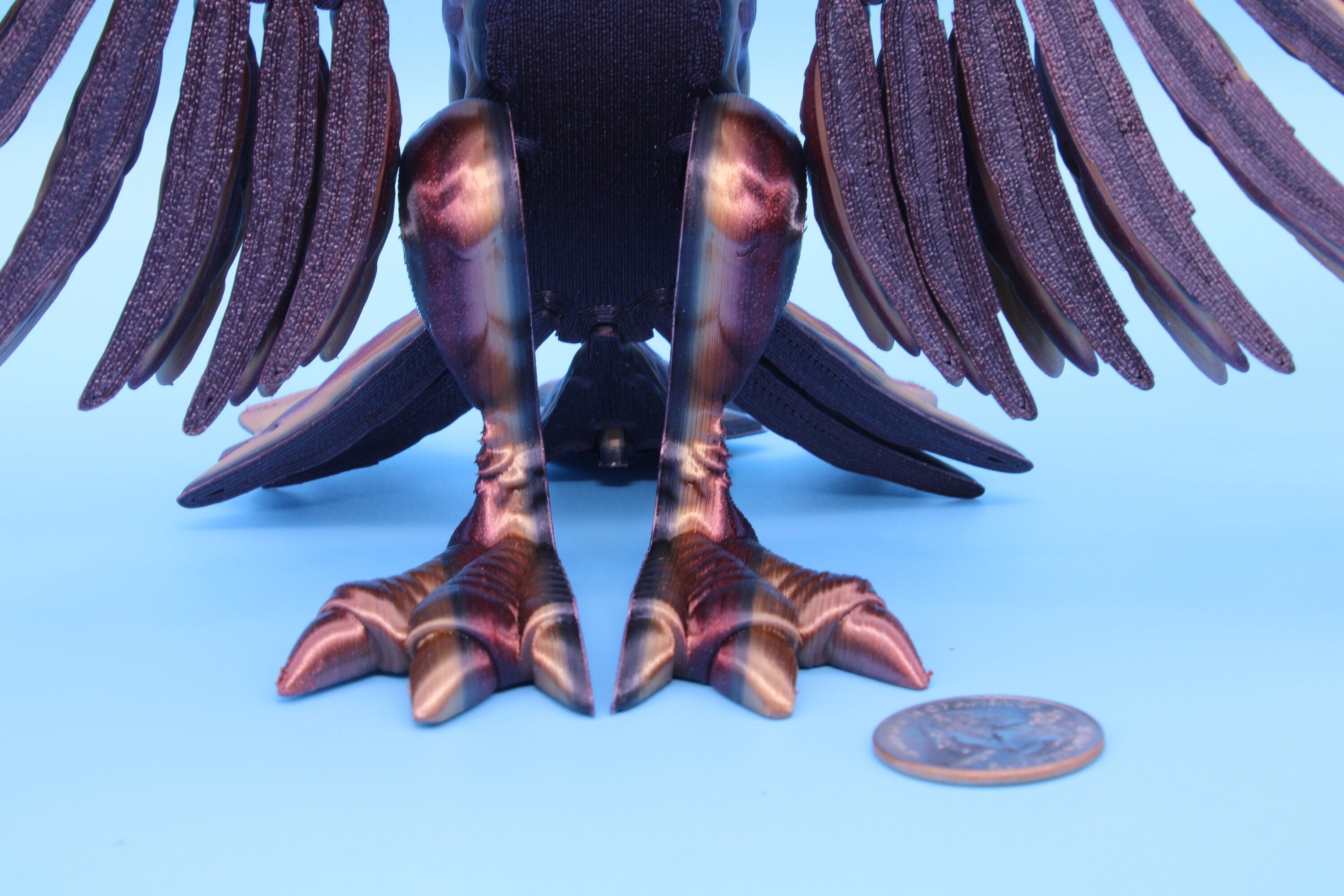 XL Phoenix Rainbow | Cute Flexi | Unique 3D printed. | Great Articulating fidget toy, desk, sensory toy | 5.5 inch tall | 10 in wing span.