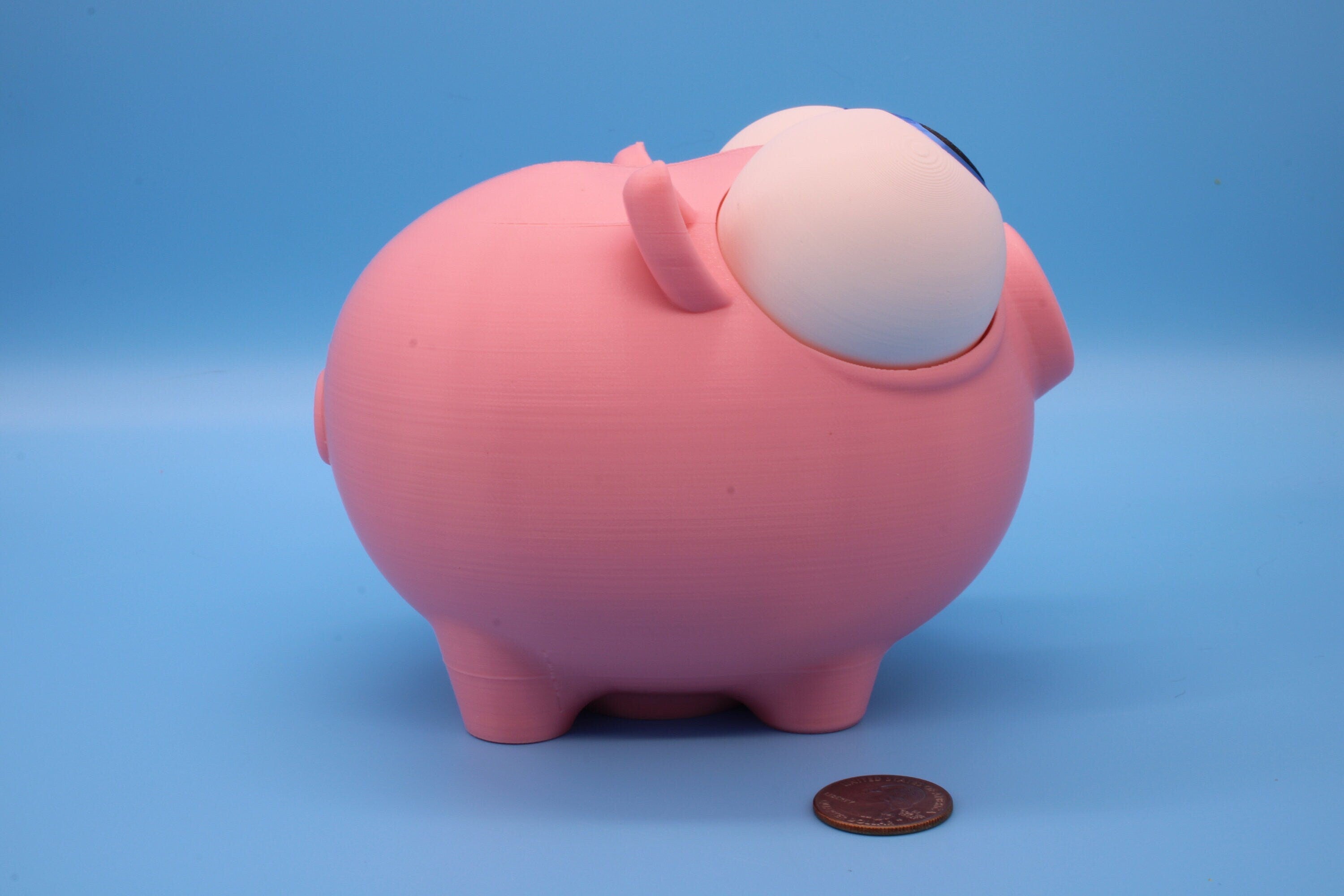 Pink Cute Piggy Bank | Eyes Do NOT Move | 3D Printed. Holds Coins | Looks Amazing on display | Removable Turn Knob To Get Coins Out.