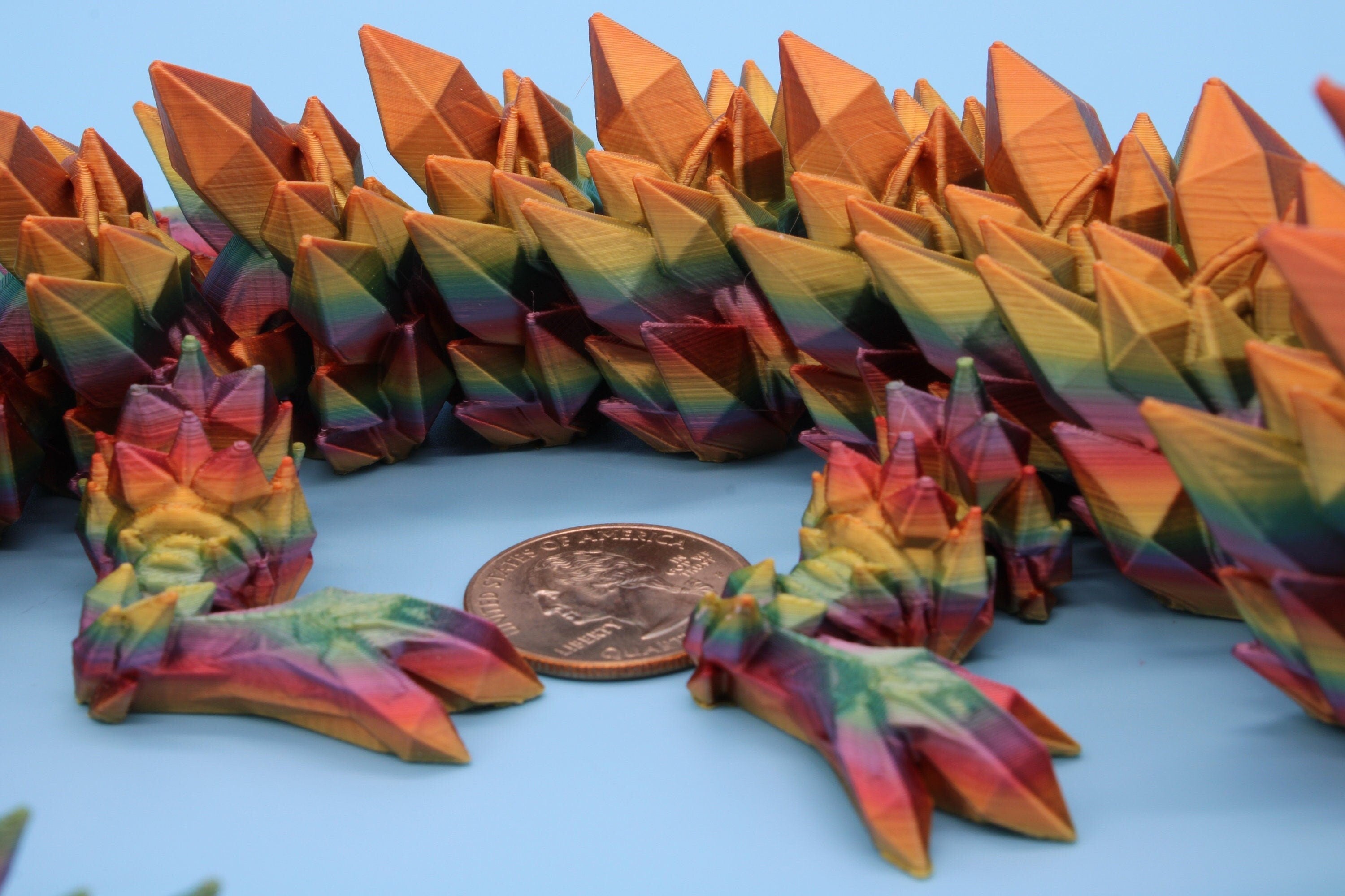 Rainbow Crystal Dragon | 3D Printed Articulating Dragon | Flexi Toy | Adult Fidget Toy | Dragon Buddy ready for you! 24 inch.