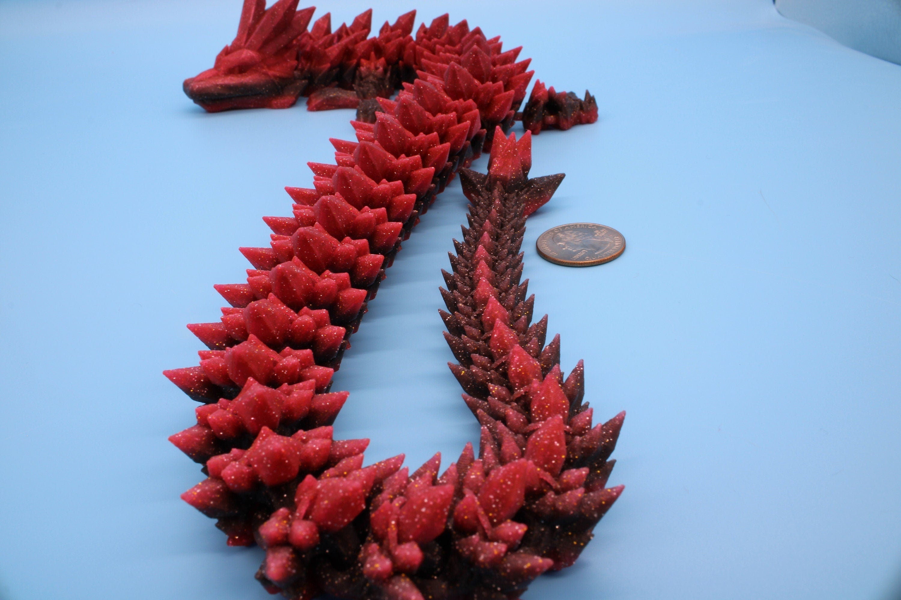 Rainbow Crystal Dragon | 3D Printed Articulating Dragon | Flexi Toy | Adult Fidget Toy | Dragon Buddy ready for you! 24 inch.