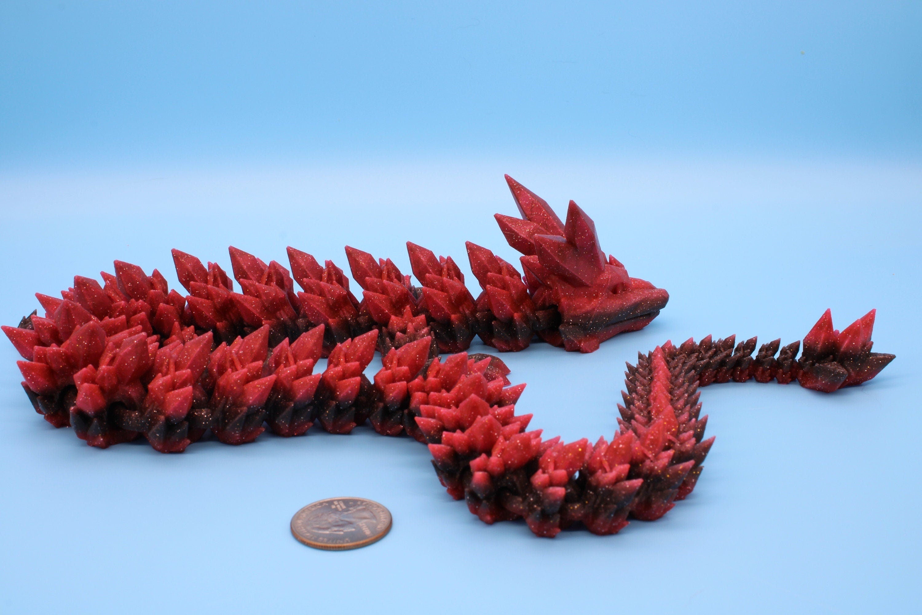 Rainbow Crystal Dragon | 3D Printed Articulating Dragon | Flexi Toy | Adult Fidget Toy | Dragon Buddy ready for you! 24 inch.