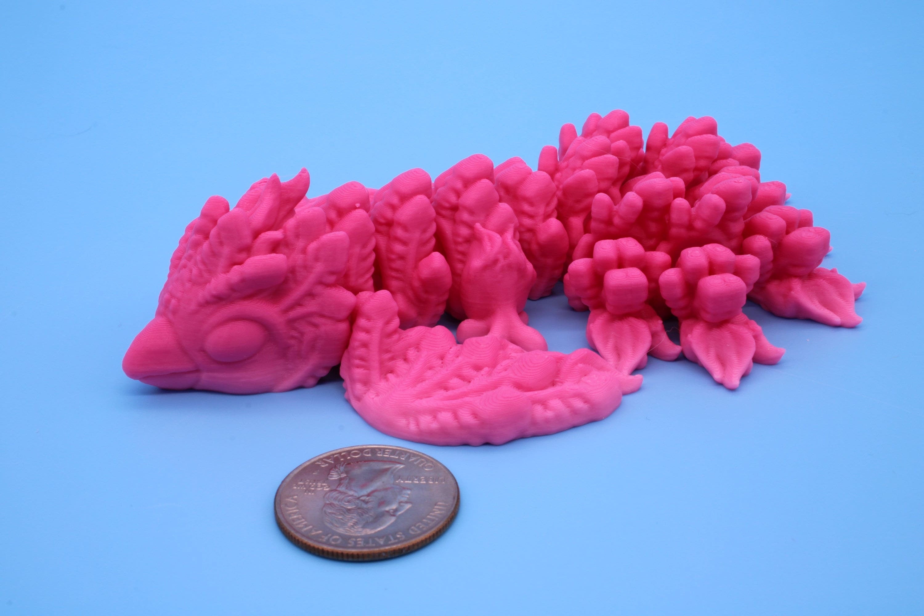 Pink Tiny Phoenix | 3D Printed Articulating Dragon | Flexi Toy | Adult Fidget Toy | Dragon Buddy ready for you! 5 inch.