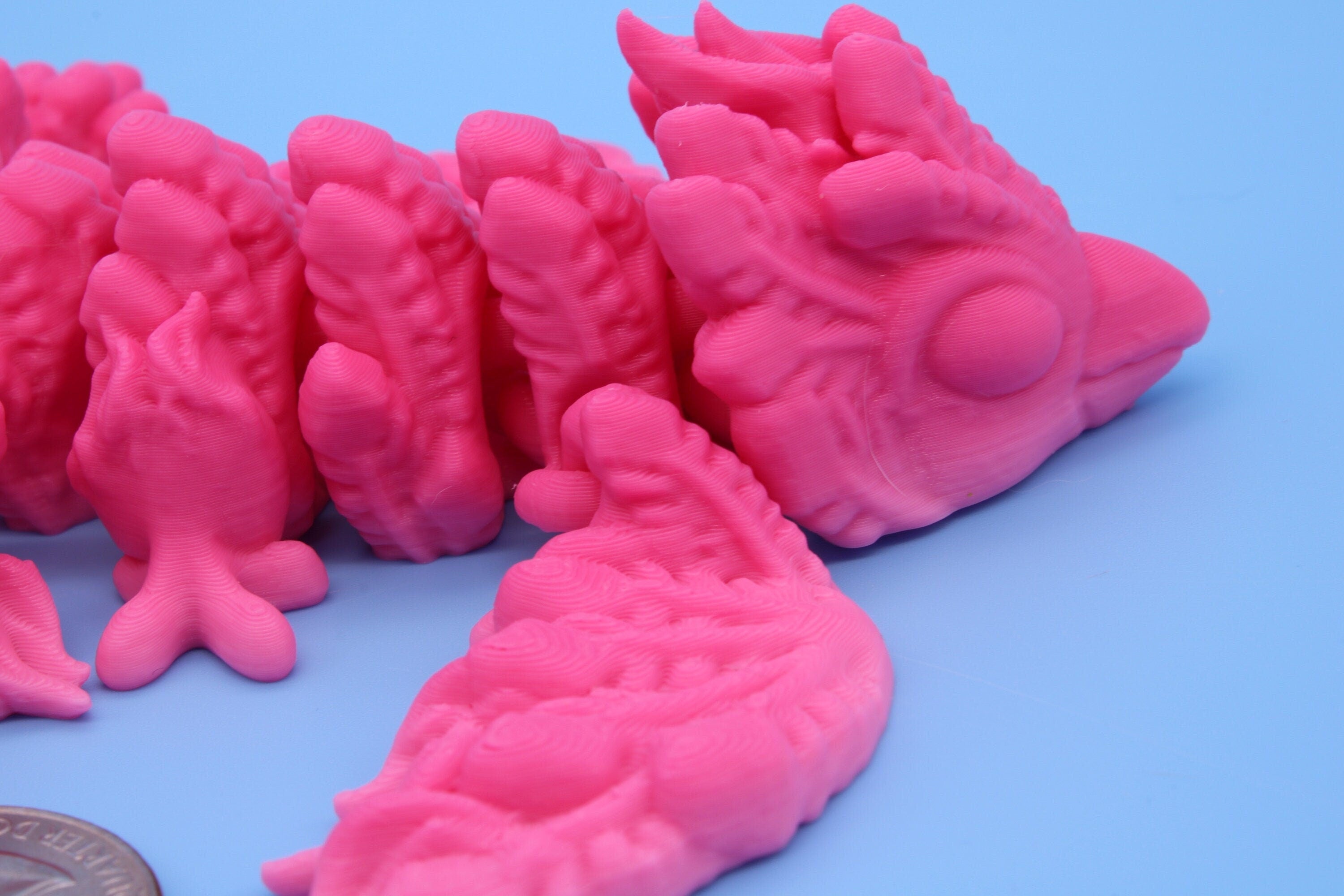 Pink Tiny Phoenix | 3D Printed Articulating Dragon | Flexi Toy | Adult Fidget Toy | Dragon Buddy ready for you! 5 inch.