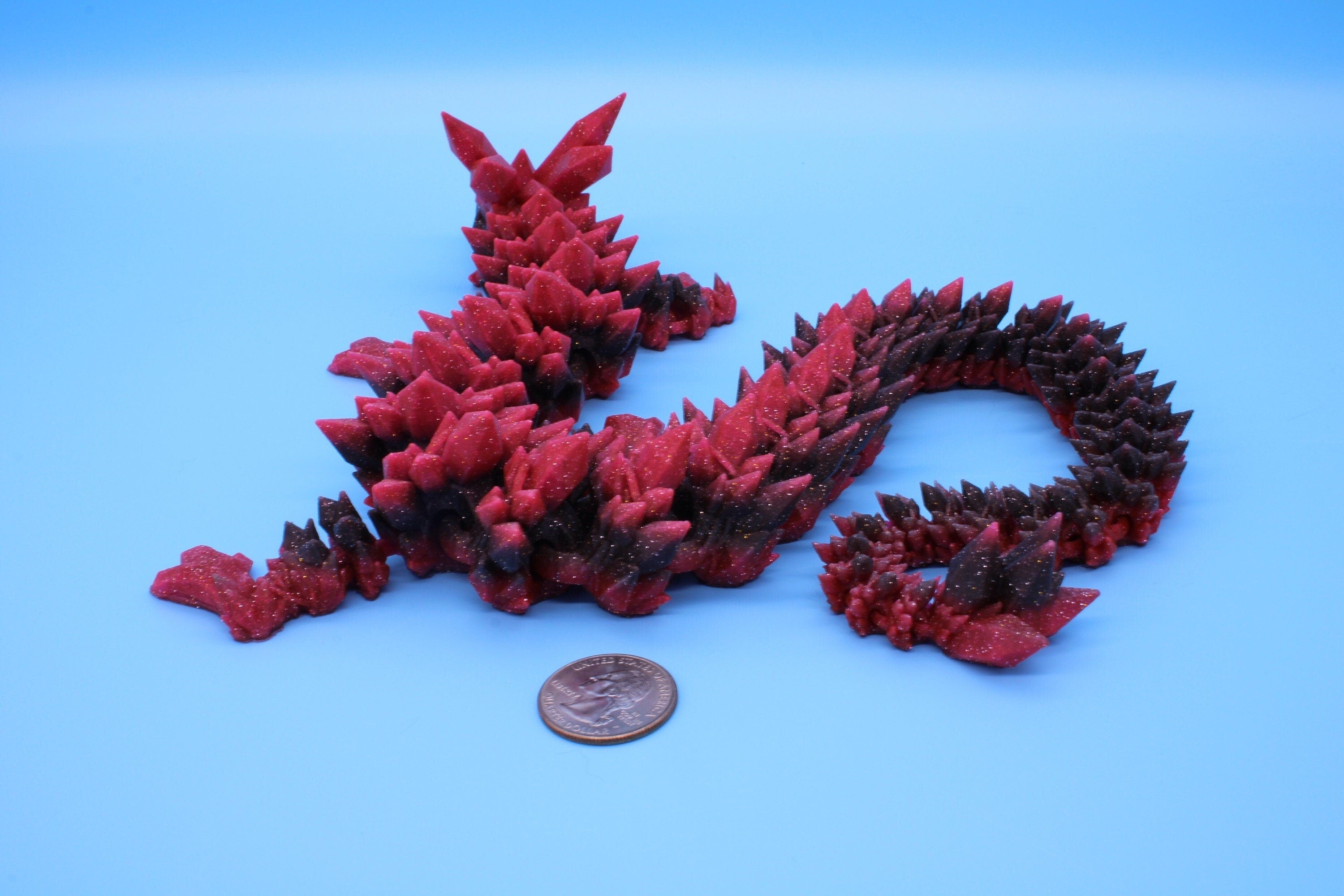 Rainbow Crystal Dragon | 3D Printed Articulating Dragon | Flexi Toy | Adult Fidget Toy | Dragon Buddy ready for you! 24 inch.