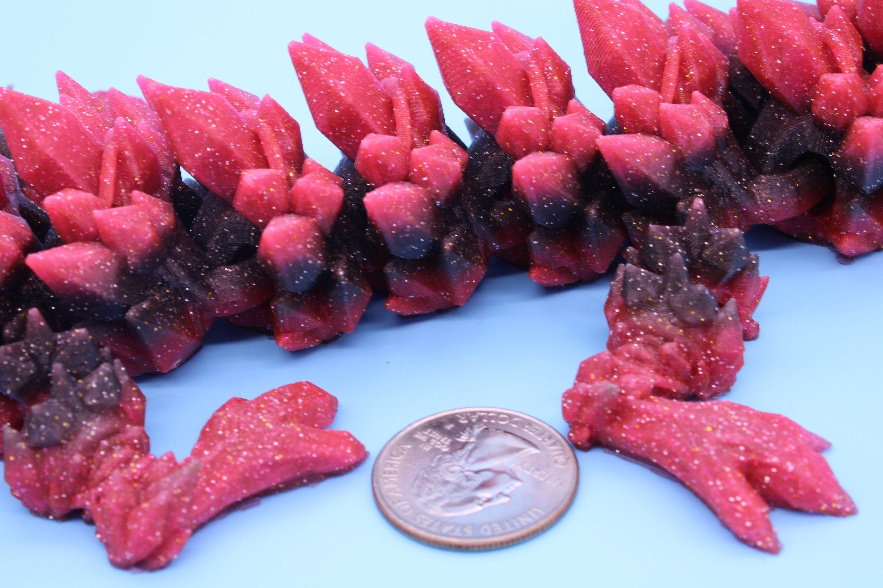 Rainbow Crystal Dragon | 3D Printed Articulating Dragon | Flexi Toy | Adult Fidget Toy | Dragon Buddy ready for you! 24 inch.