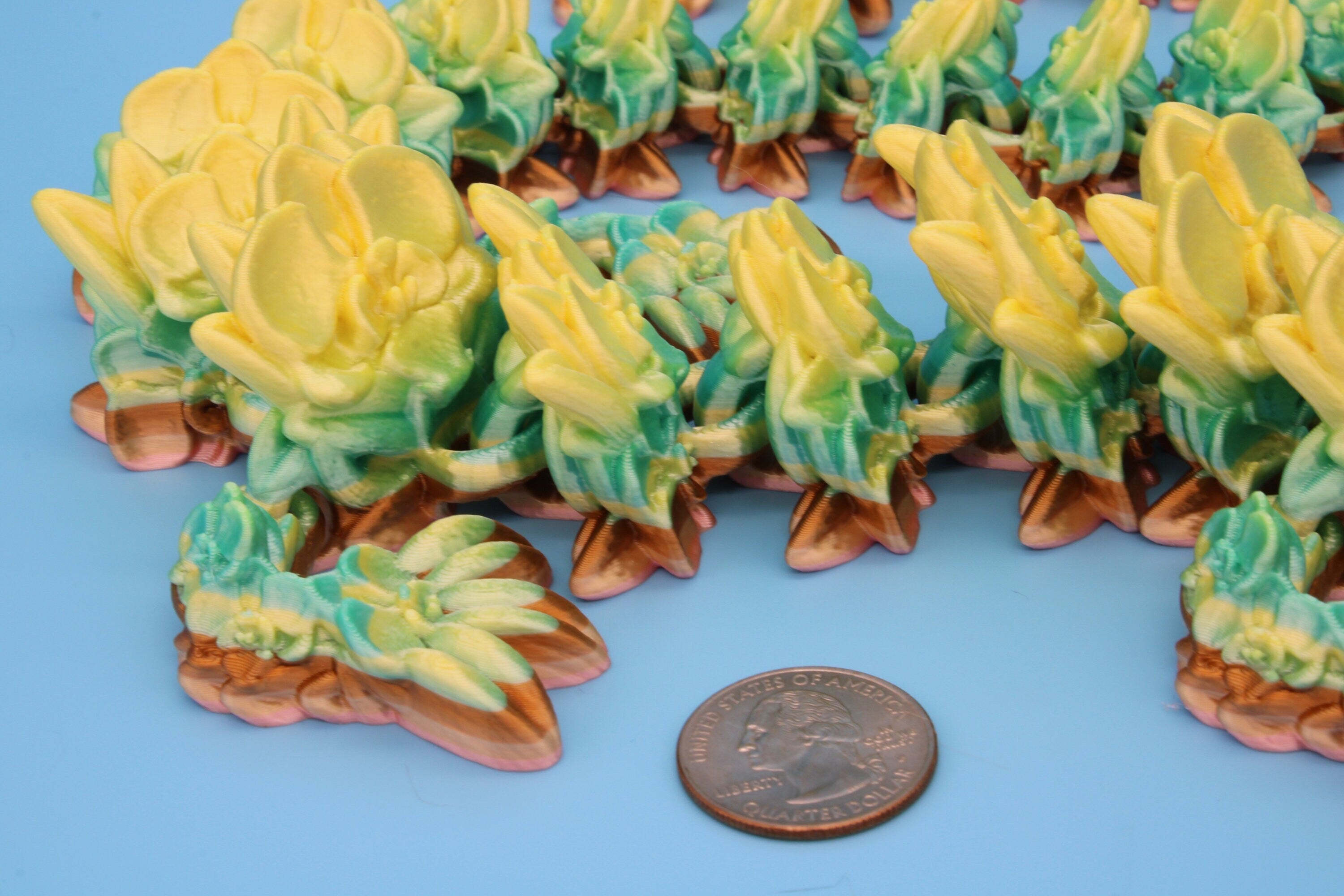 Rainbow Orchid Dragon | 3D Printed Articulating Dragon | Flexi Toy | Adult Fidget Toy | Dragon Buddy ready for you! 24.5 inch.