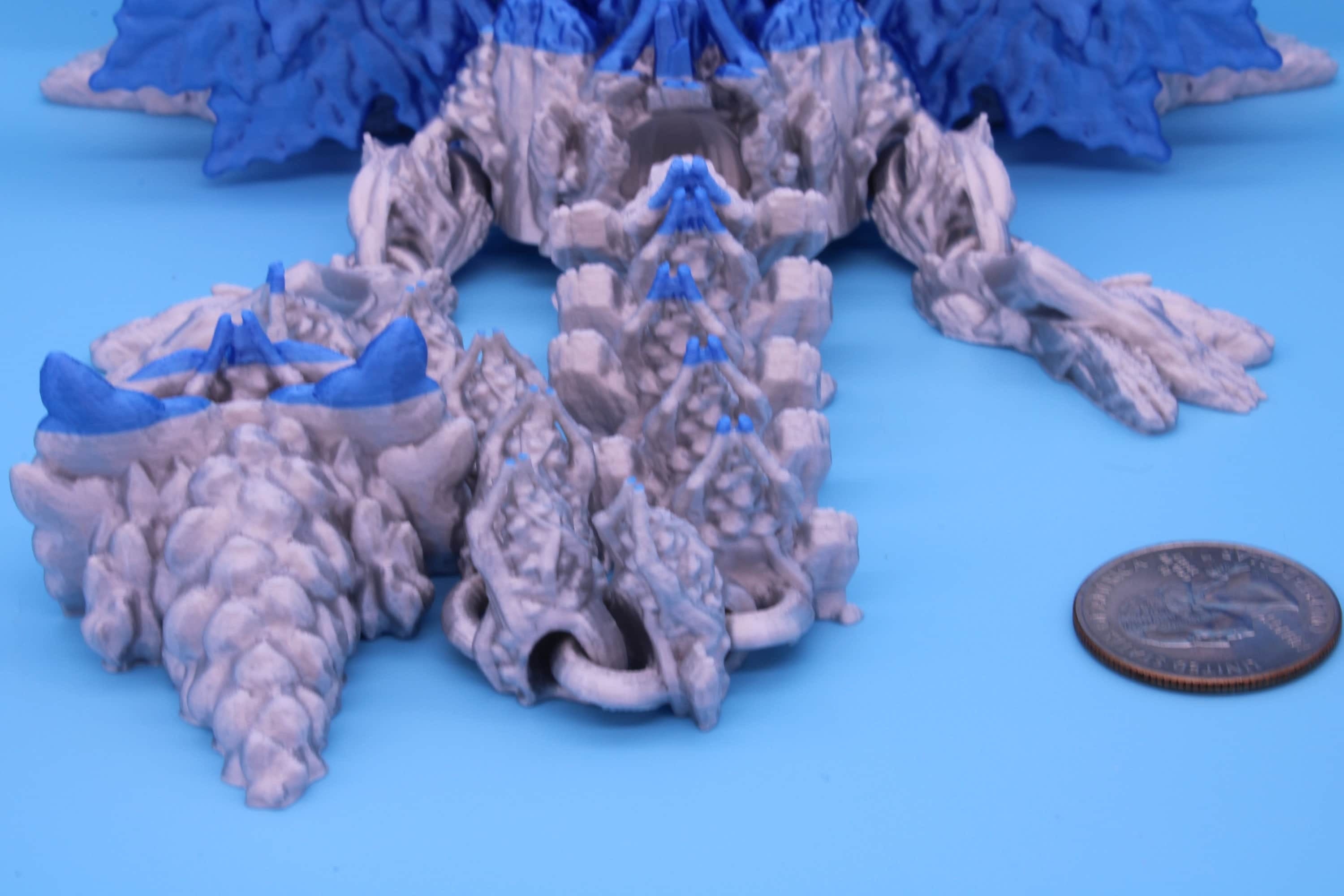 Tri-Forest Dragon | Multi Colored | Three Headed Dragon | 3D printed | Articulating Dragon | Fidget Toy | Flexi Toy | Stress Relief | Stim.