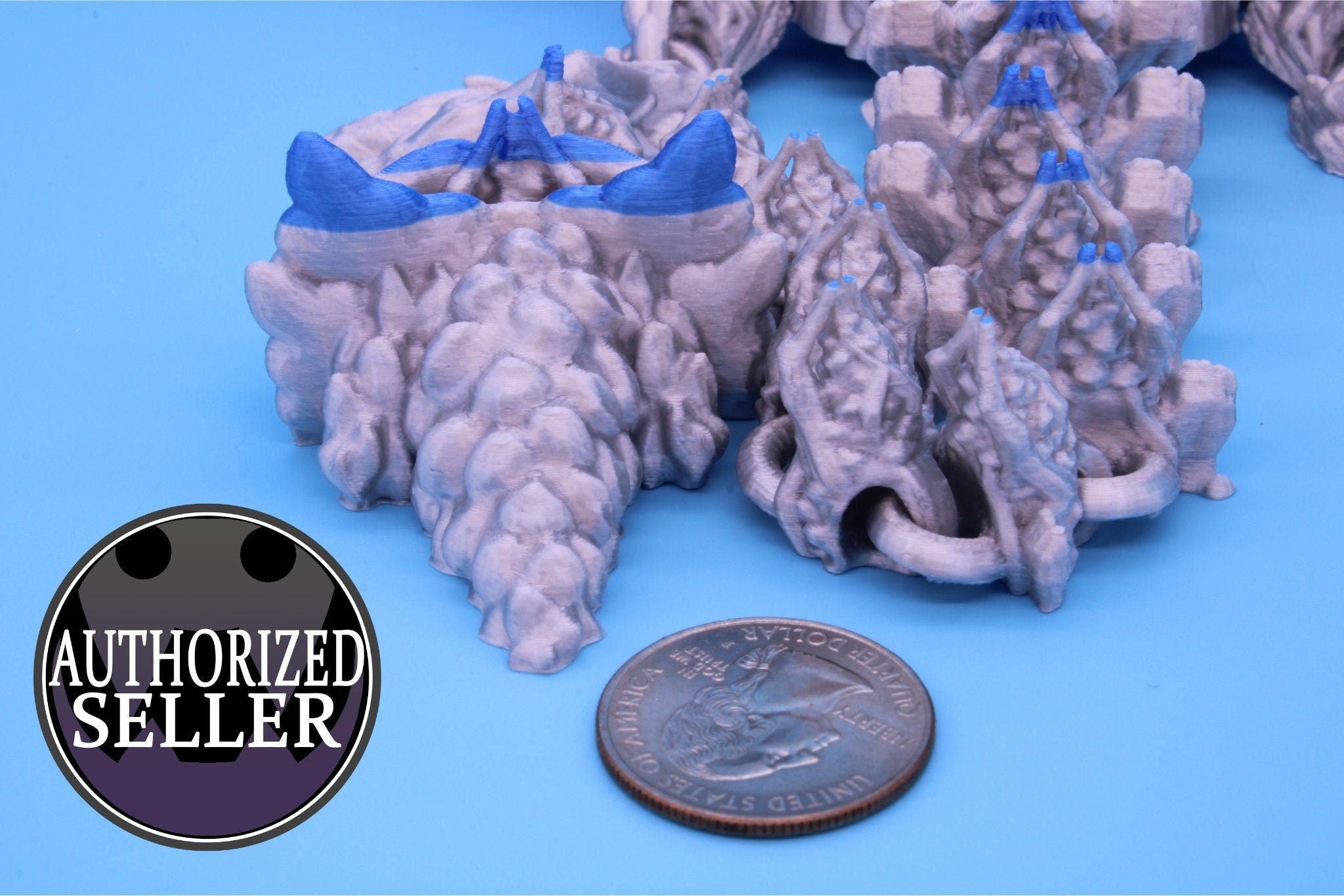 Tri-Forest Dragon | Multi Colored | Three Headed Dragon | 3D printed | Articulating Dragon | Fidget Toy | Flexi Toy | Stress Relief | Stim.