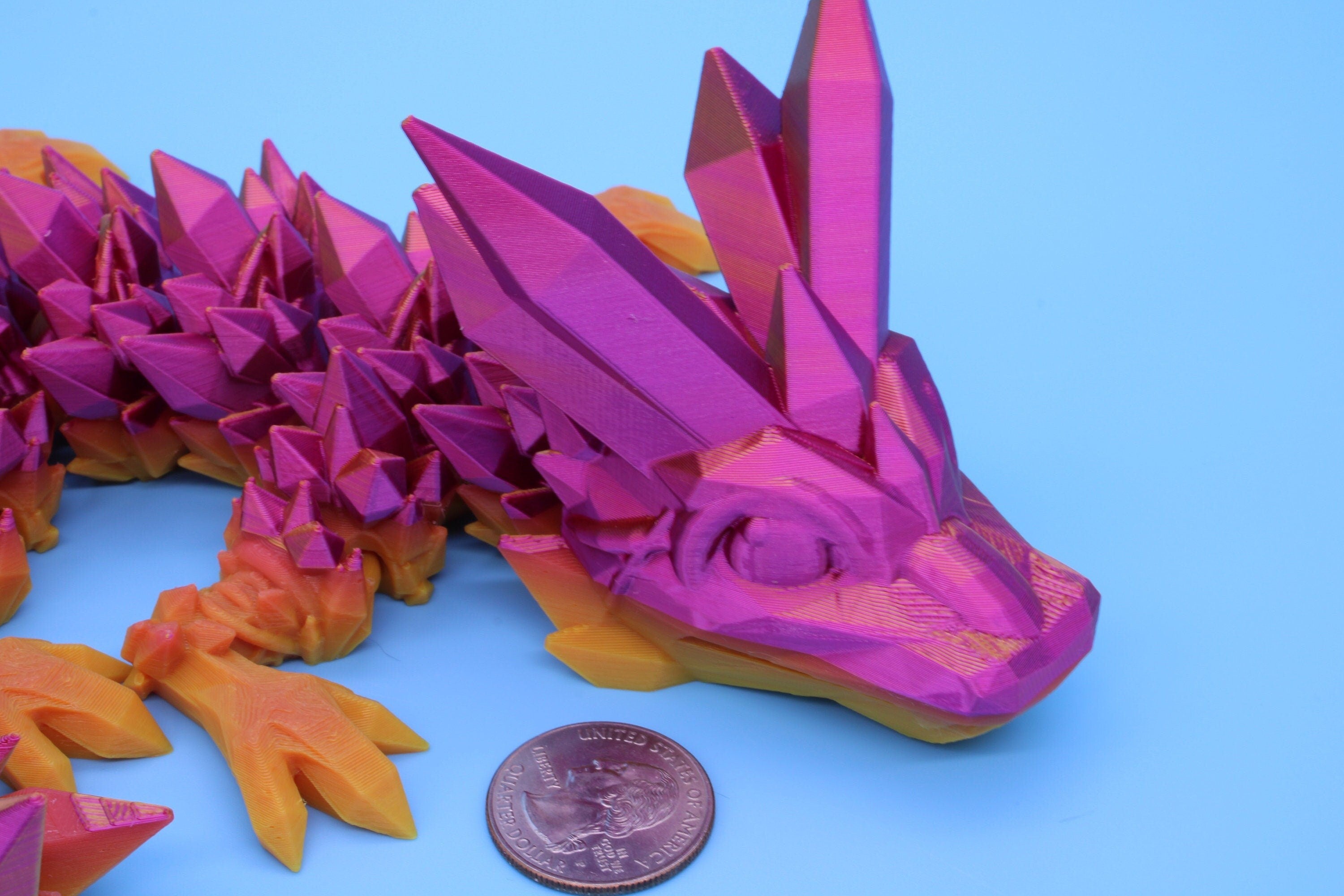 Rainbow Baby Dragon | 3D Printed Crystal Dragon | 11.5 inches Dragon Friend | Sensory Toy | Fidget Toy | Flexi Dragon.