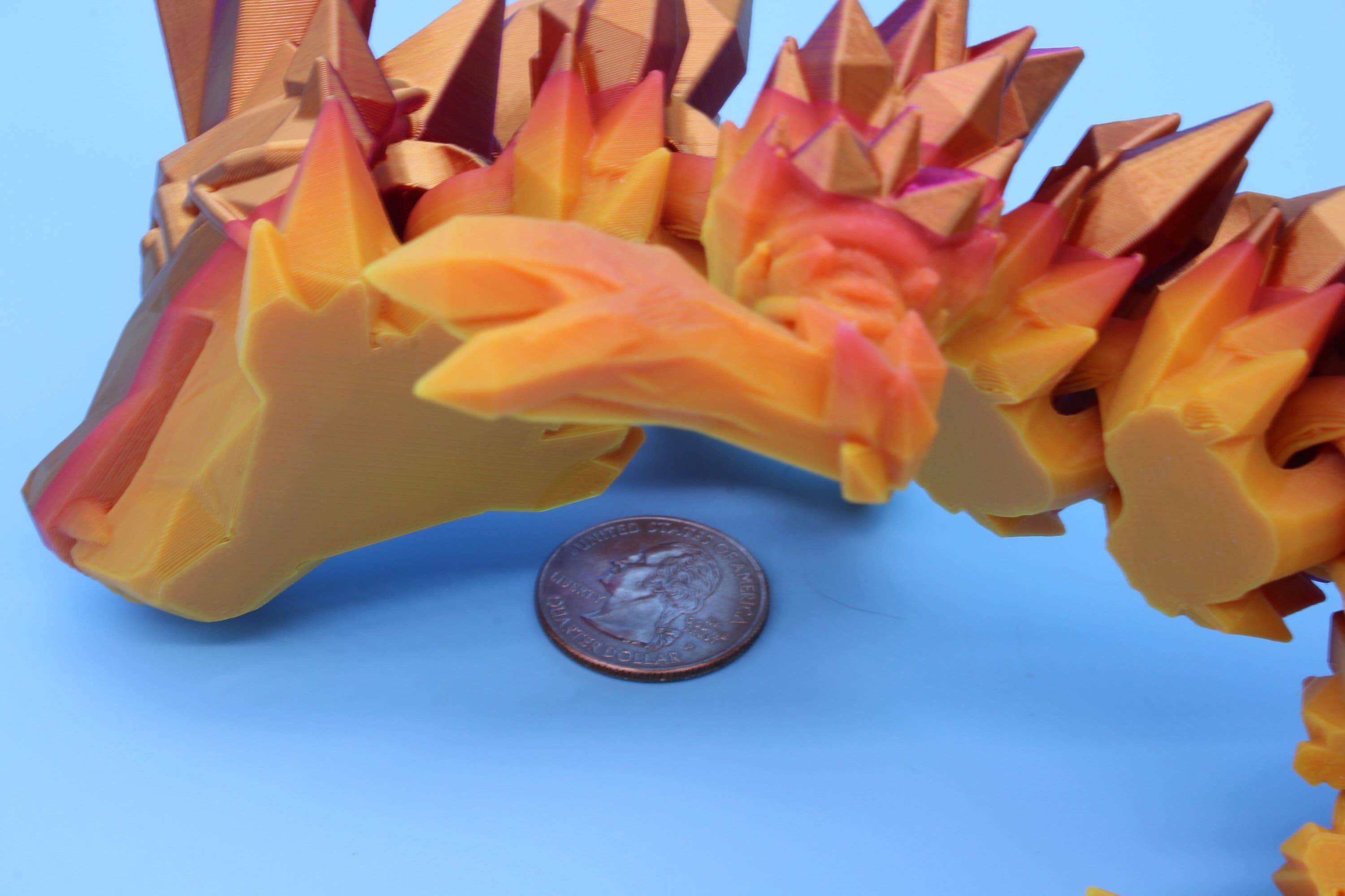 Rainbow Baby Dragon | 3D Printed Crystal Dragon | 11.5 inches Dragon Friend | Sensory Toy | Fidget Toy | Flexi Dragon.