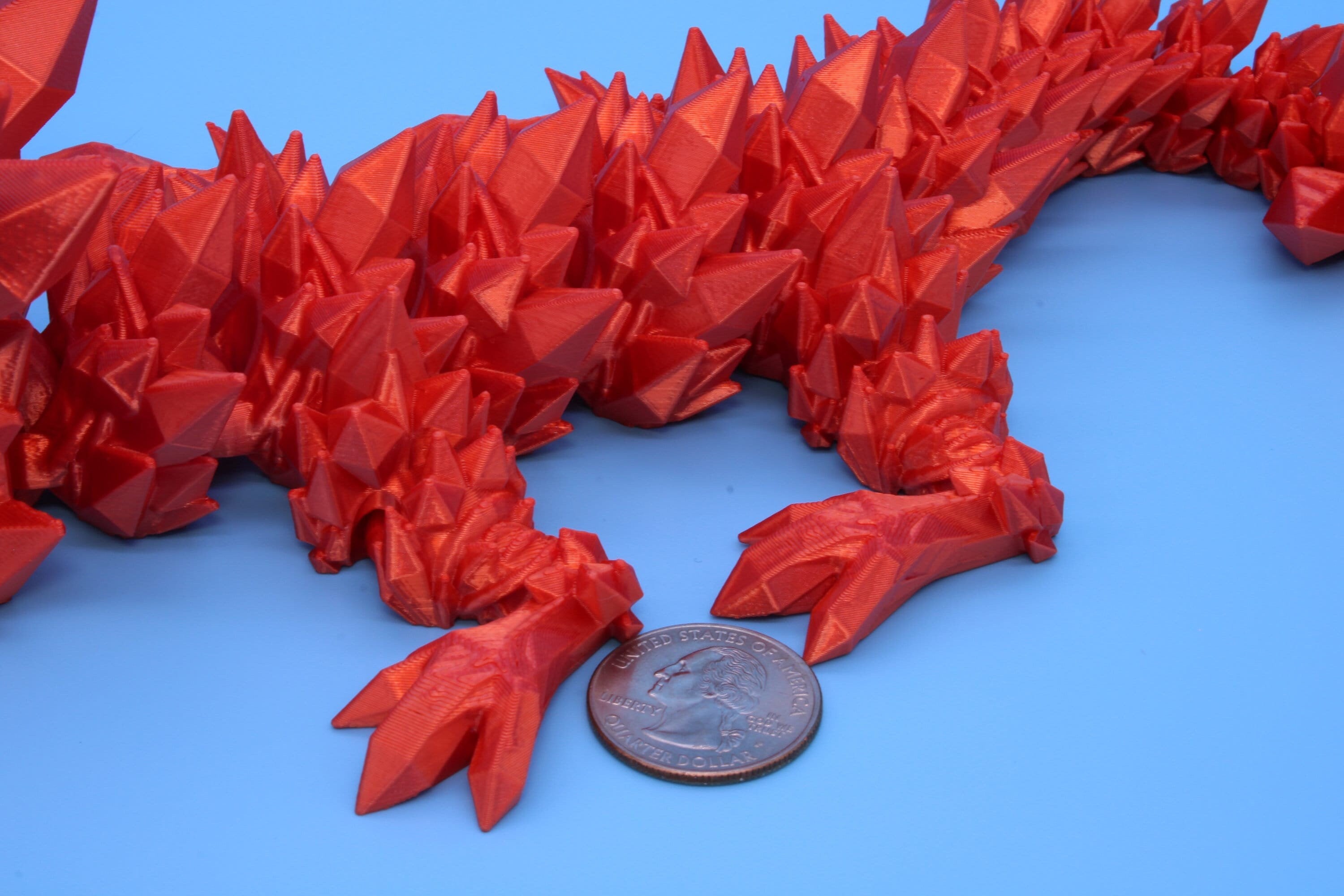 Orange Baby Crystal Dragon | 3D Printed Crystal Dragon | 11.5 inches Dragon Friend | Sensory Toy | Fidget Toy | Flexi Dragon.