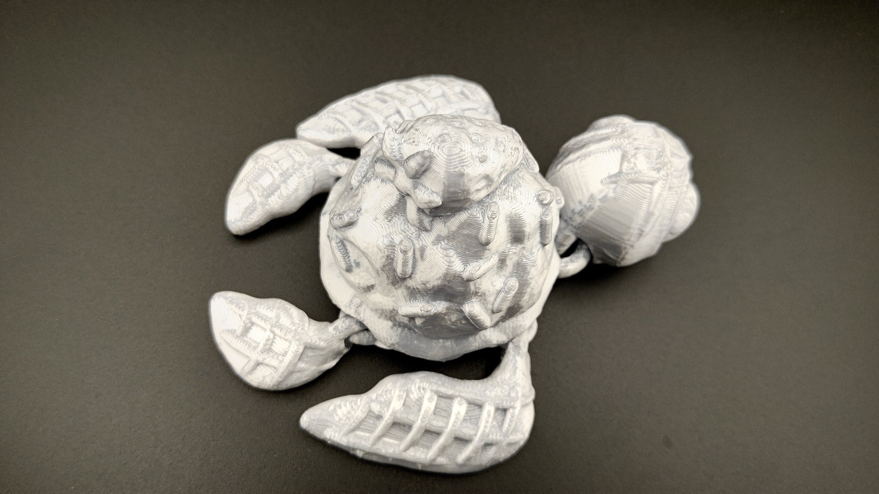 Silver Dessurtle (Dessert & Turtle) 3D Printed, fidget pet Turtle with waffle cone legs, Ice Cream Sprinkles w/ strawberry top