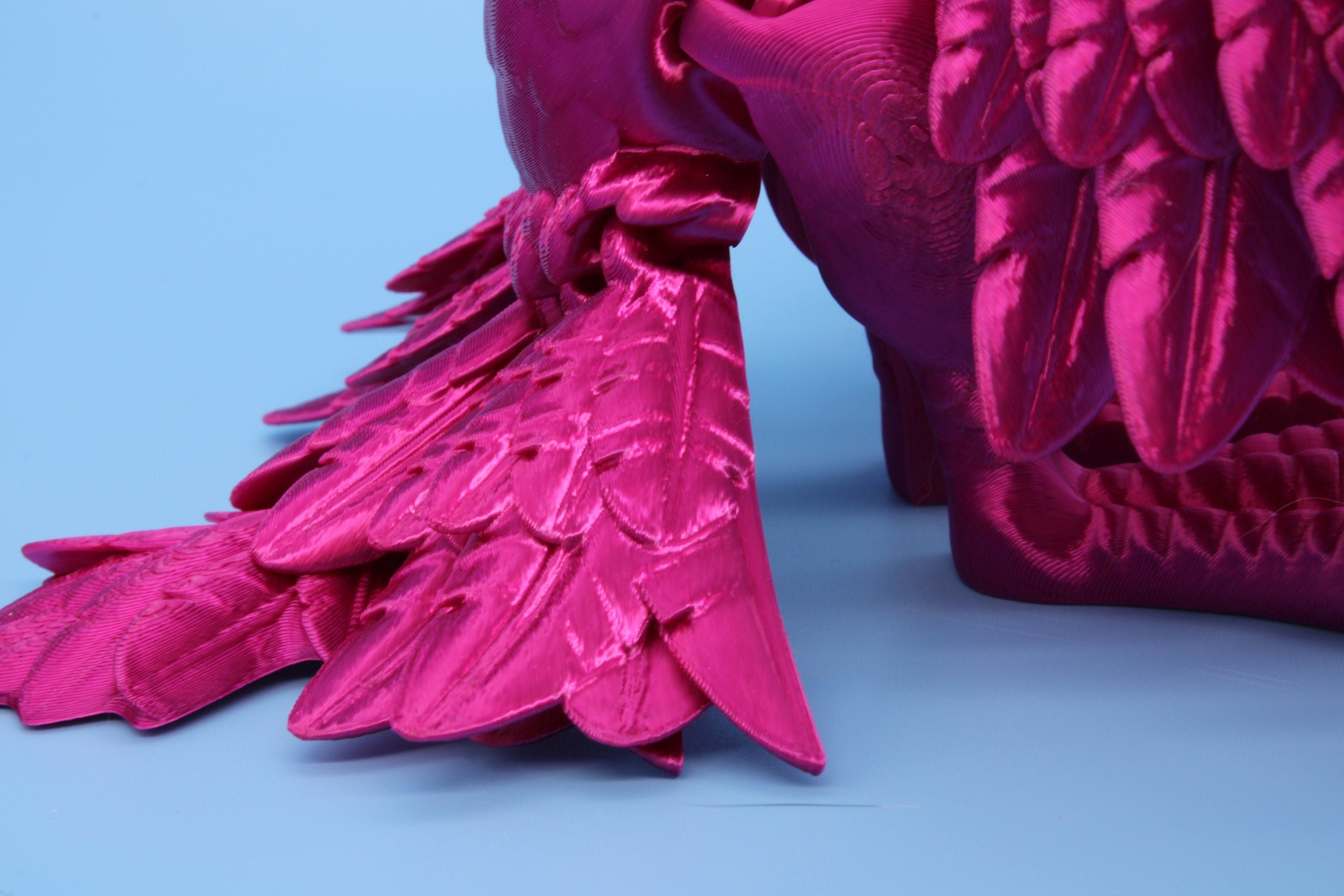XL Phoenix Pink | Cute Flexi | Unique 3D printed. | Great Articulating fidget toy, desk, sensory toy | 5.5 inch tall | 10 in wing span.