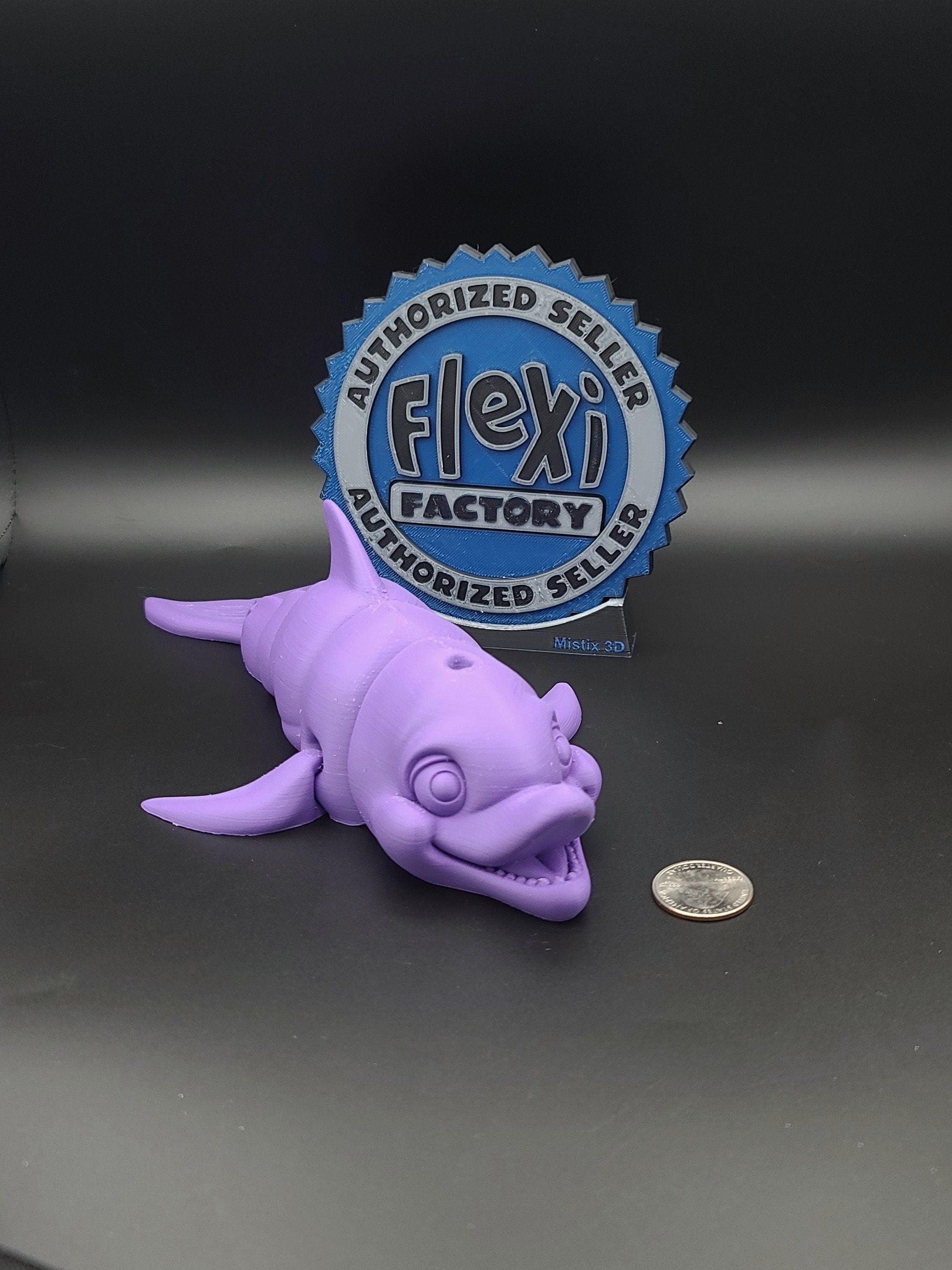 XL Purple Flexi Dolphin. 9.5 inch Articulating Super Cute Dolphin. Great fidget toy. Desk buddy. Sensory toy.