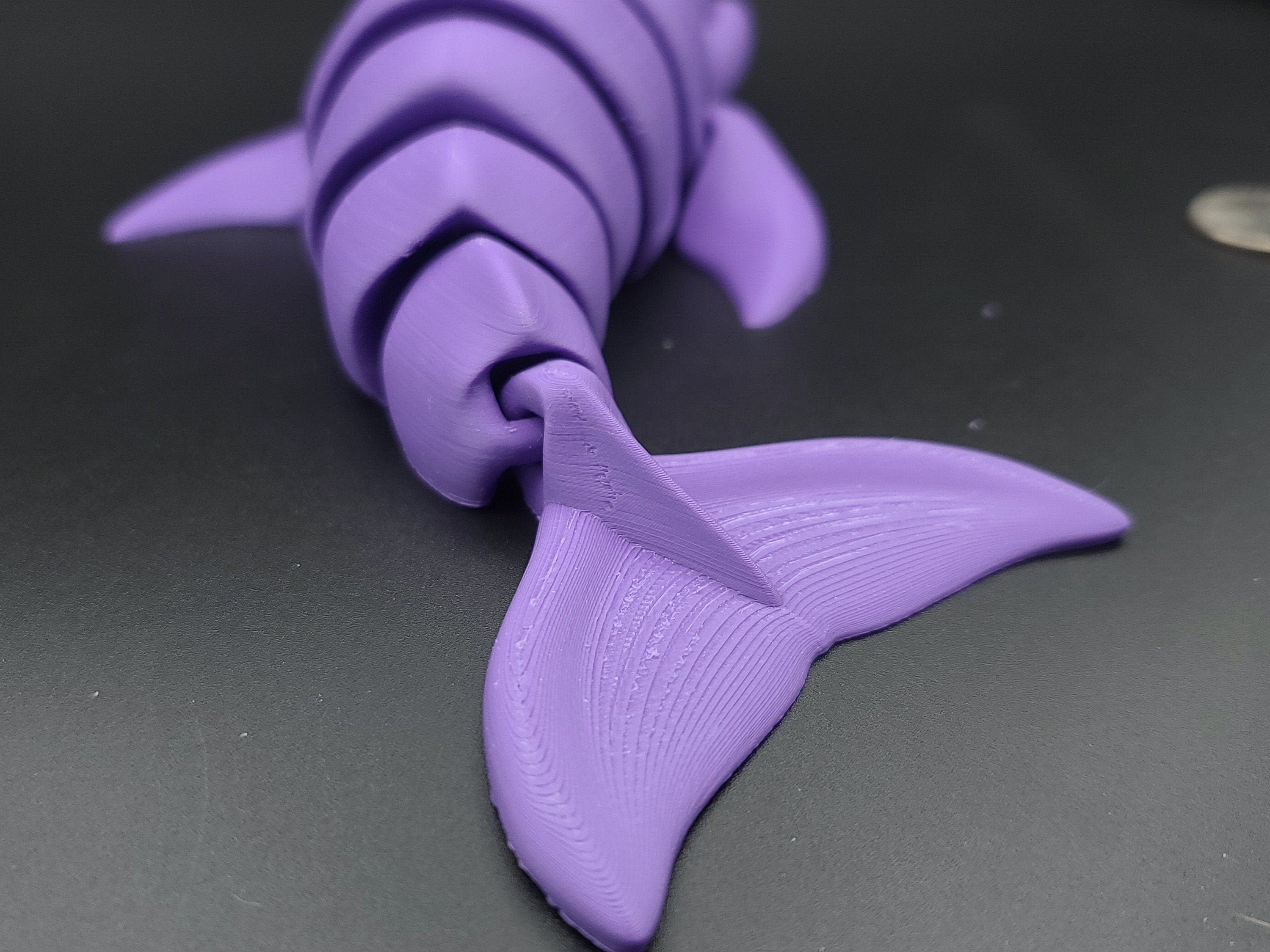 XL Purple Flexi Dolphin. 9.5 inch Articulating Super Cute Dolphin. Great fidget toy. Desk buddy. Sensory toy.