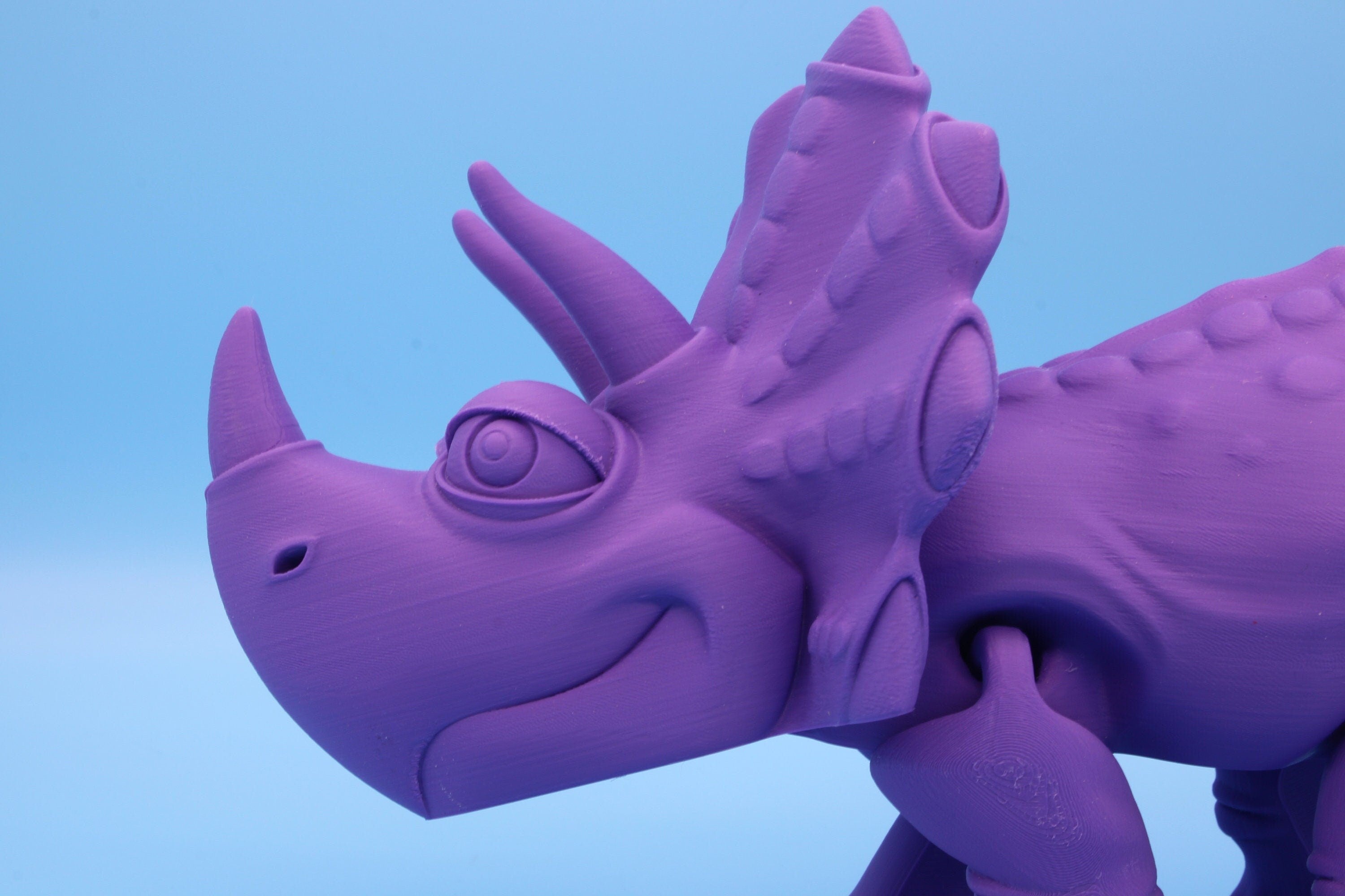 XL Cute Flexi White Triceratops. Unique 3D printed Triceratops. Great Articulating fidget toy, desk, sensory toy. 12 inch