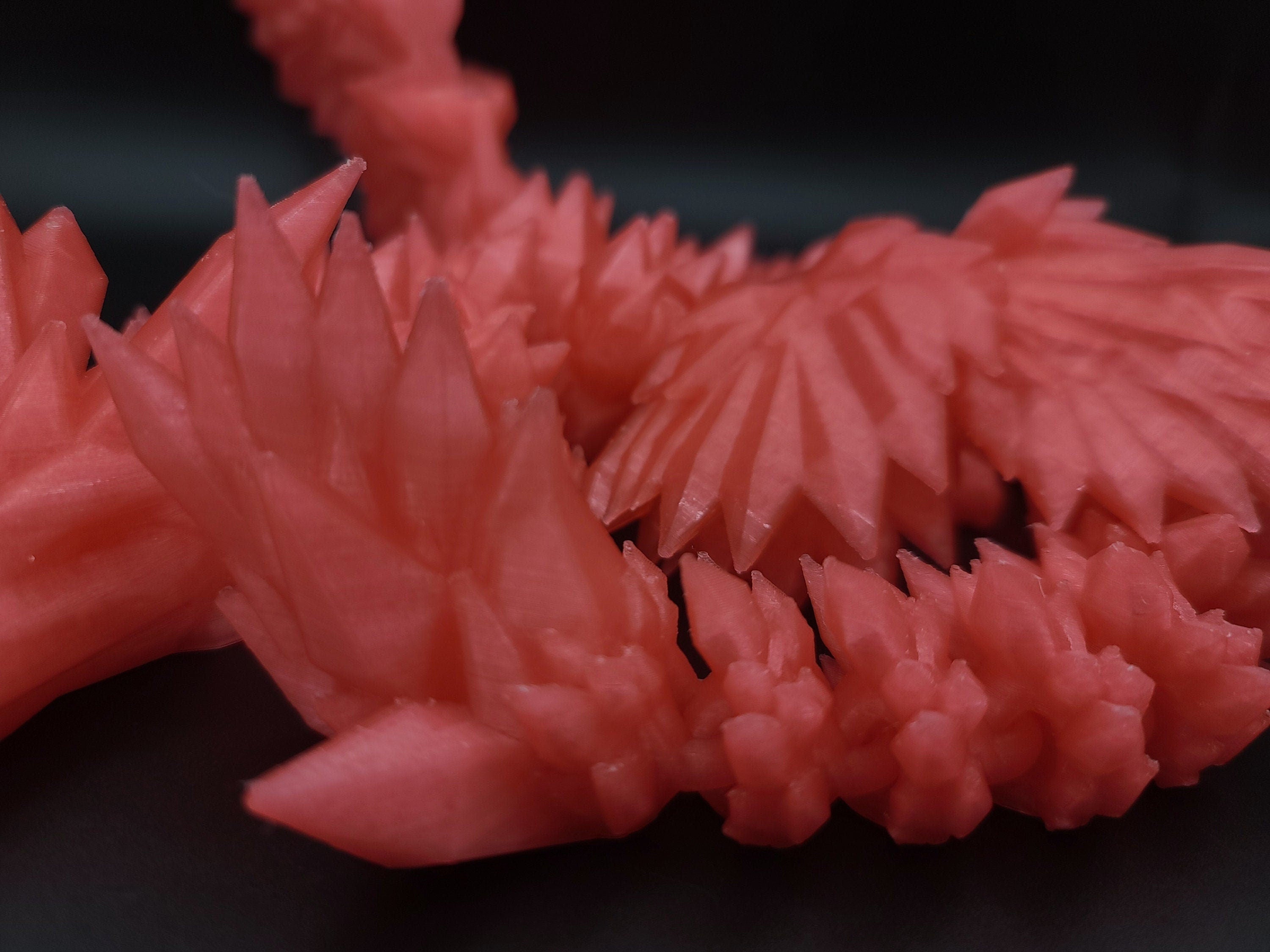 Watermelon Red Crystal Winged Dragon. Crystal Winged Dragon 3D printed articulating dragon Fidget, Flexi, Toy 18 in. Stress Relief, Gift.