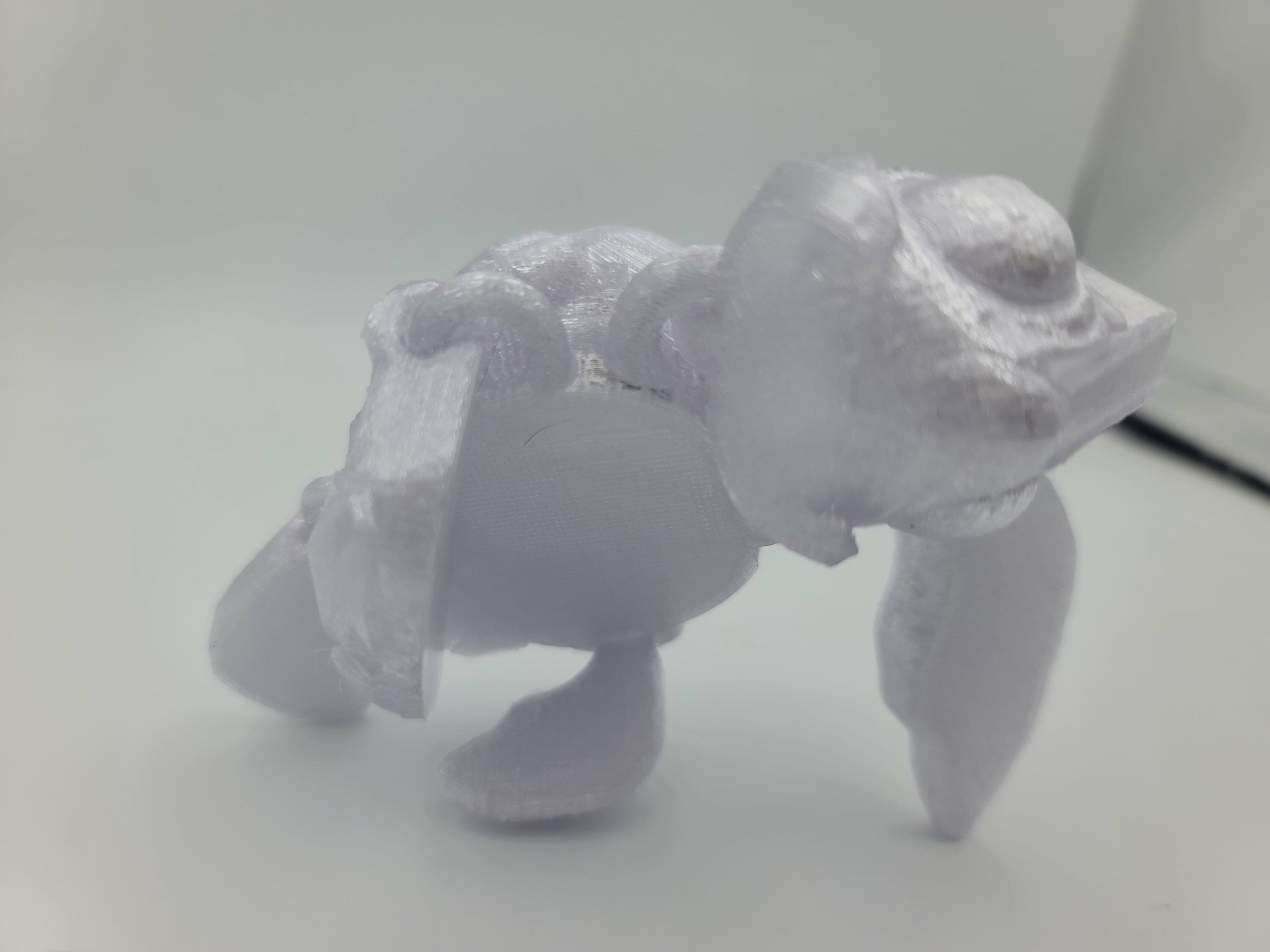 Silver shimmer turtle articulating (Grenurtle) link head. 3D printed. Flexi fidget turtle, (made) adult desk fidget toy. perfect gift