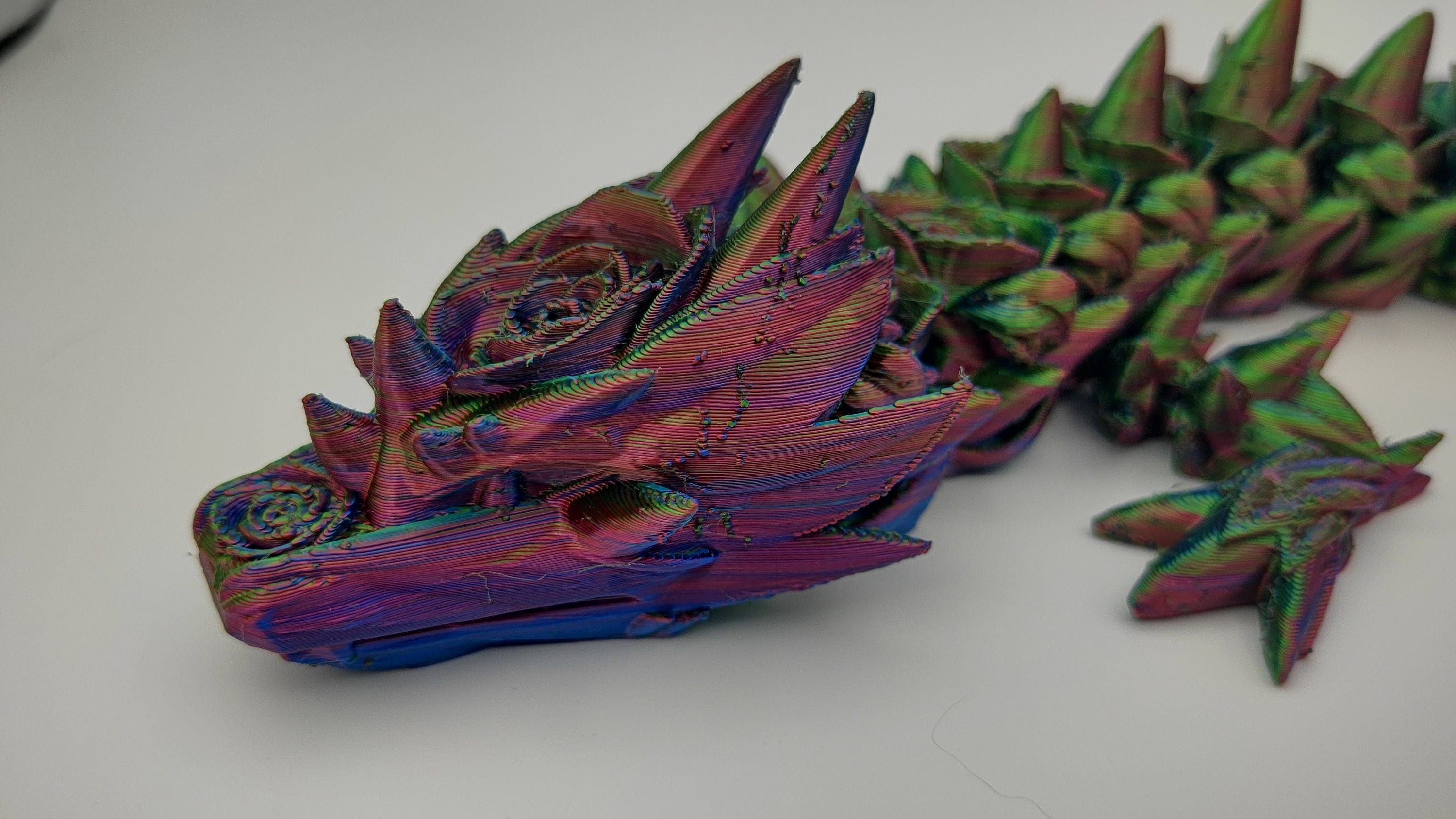 Tri Color Mom & Baby Dragon Rose 3D Printed Articulating Dragon. Fidget, Flexi, Adult, Toy Dragon, 3d Printed Desk Toys. Rose Body. Unique!