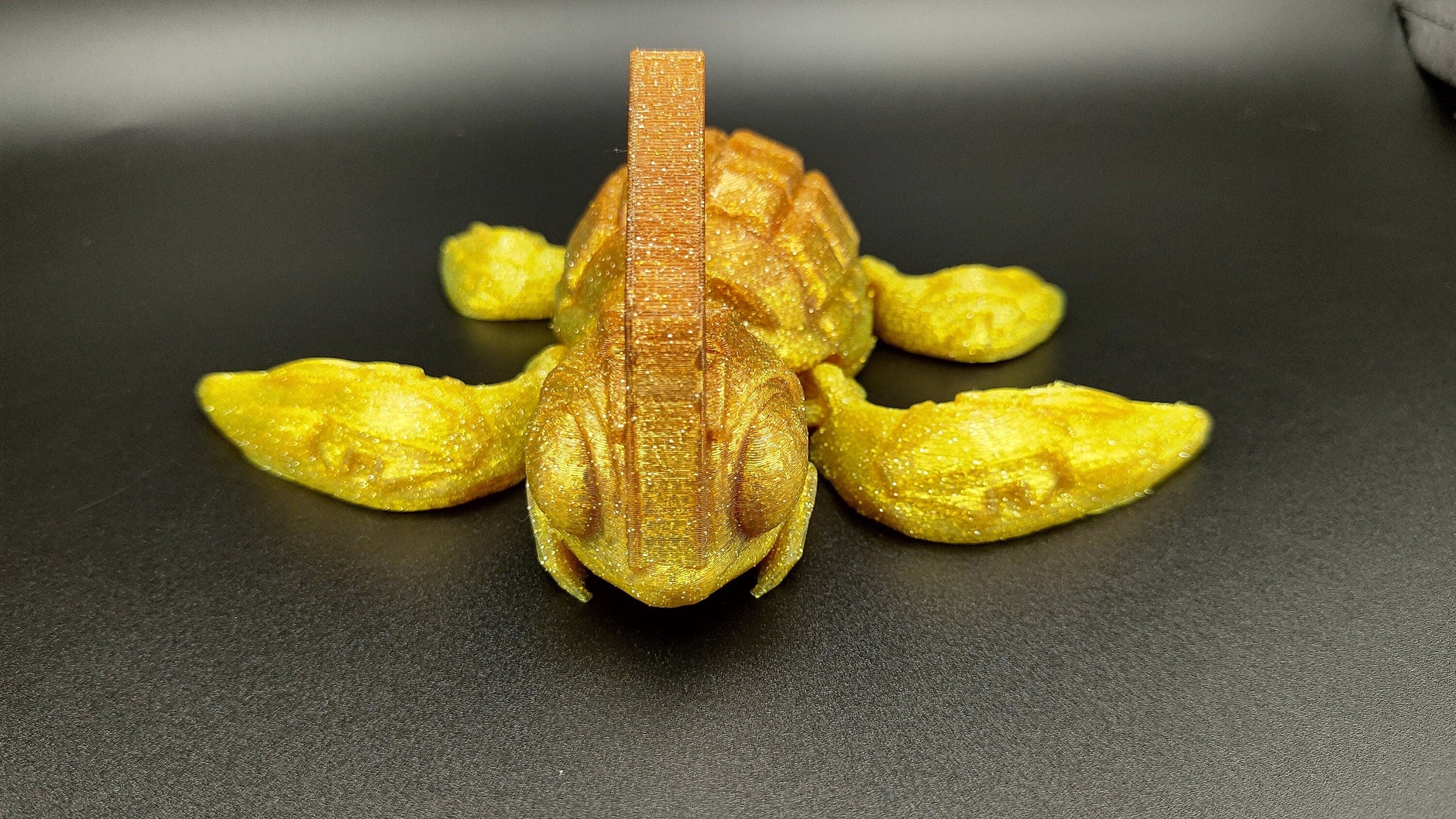 Yellow Gold mini orange color on top Grenade Turtle (Grenurtle) Detachable head. 3D printed