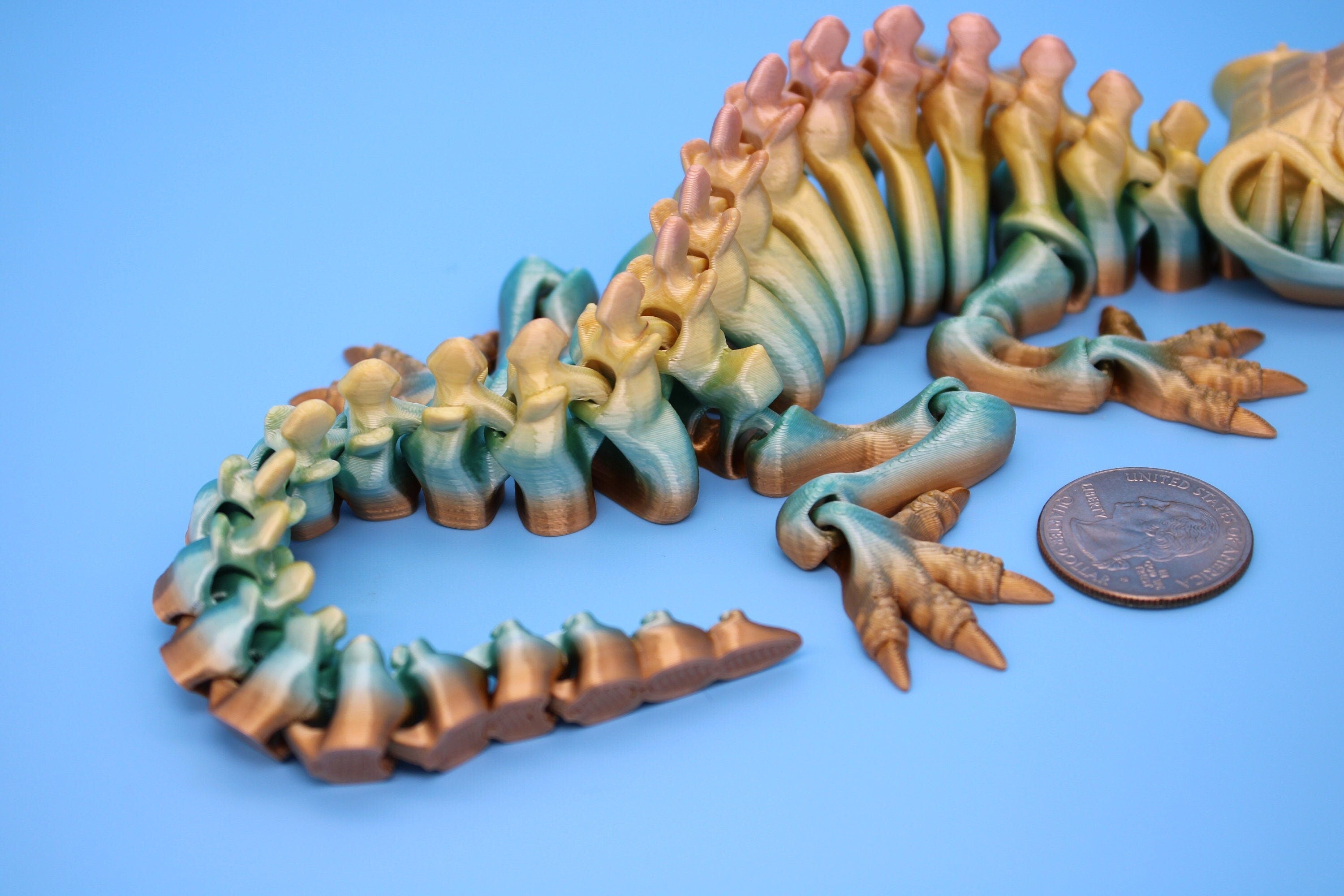 Rainbow Crocodile | Cute Flexi Toy | Articulating Crocodile | 3D printed Unique Fidget | Desk Buddy | 13 in.