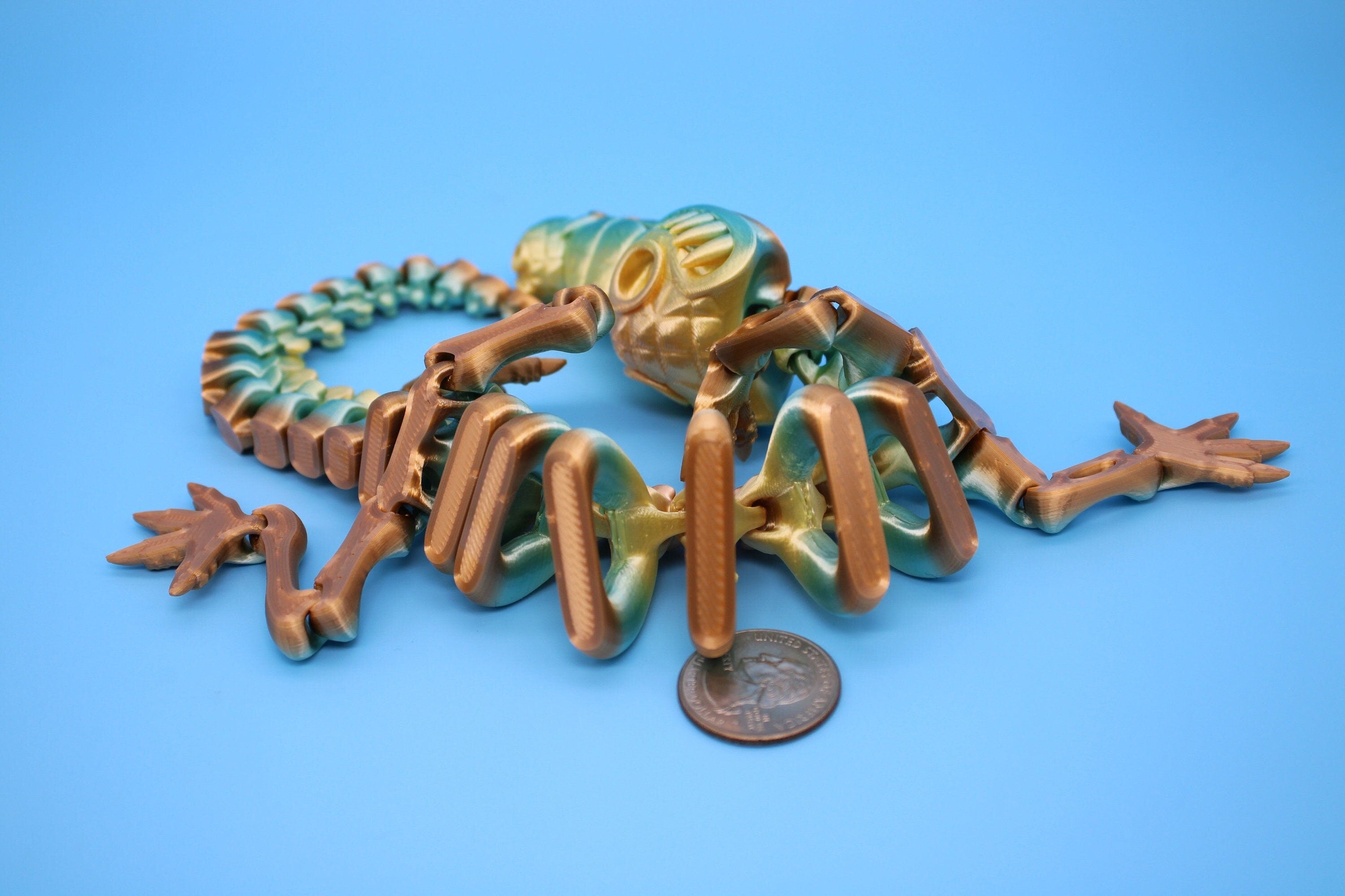 Rainbow Crocodile | Cute Flexi Toy | Articulating Crocodile | 3D printed Unique Fidget | Desk Buddy | 13 in.