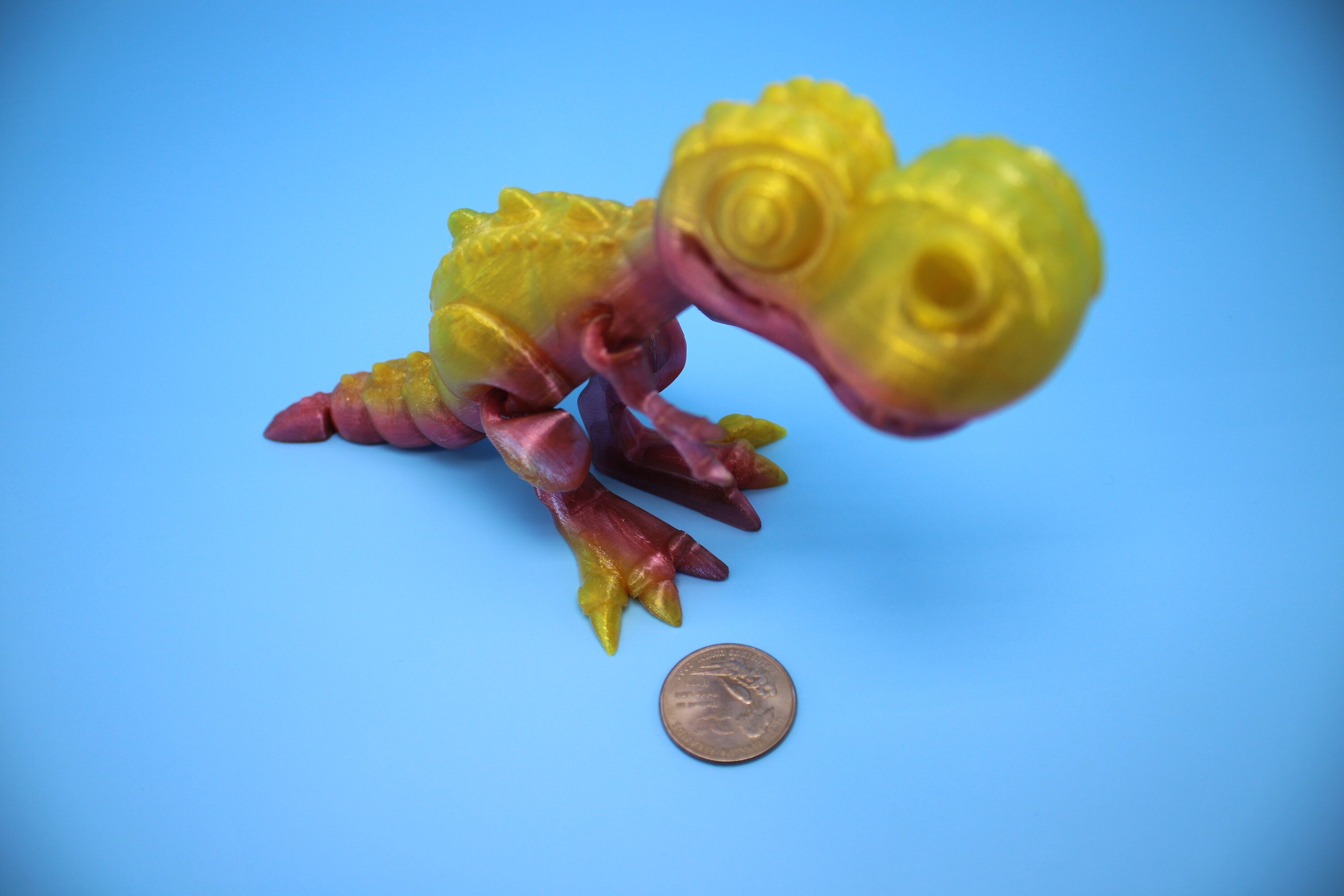 Flexi T-Rex - Rainbow | Flexible (TPU) | 3D Printed | Tyrannosaurus | Super Cute Dinosaur.