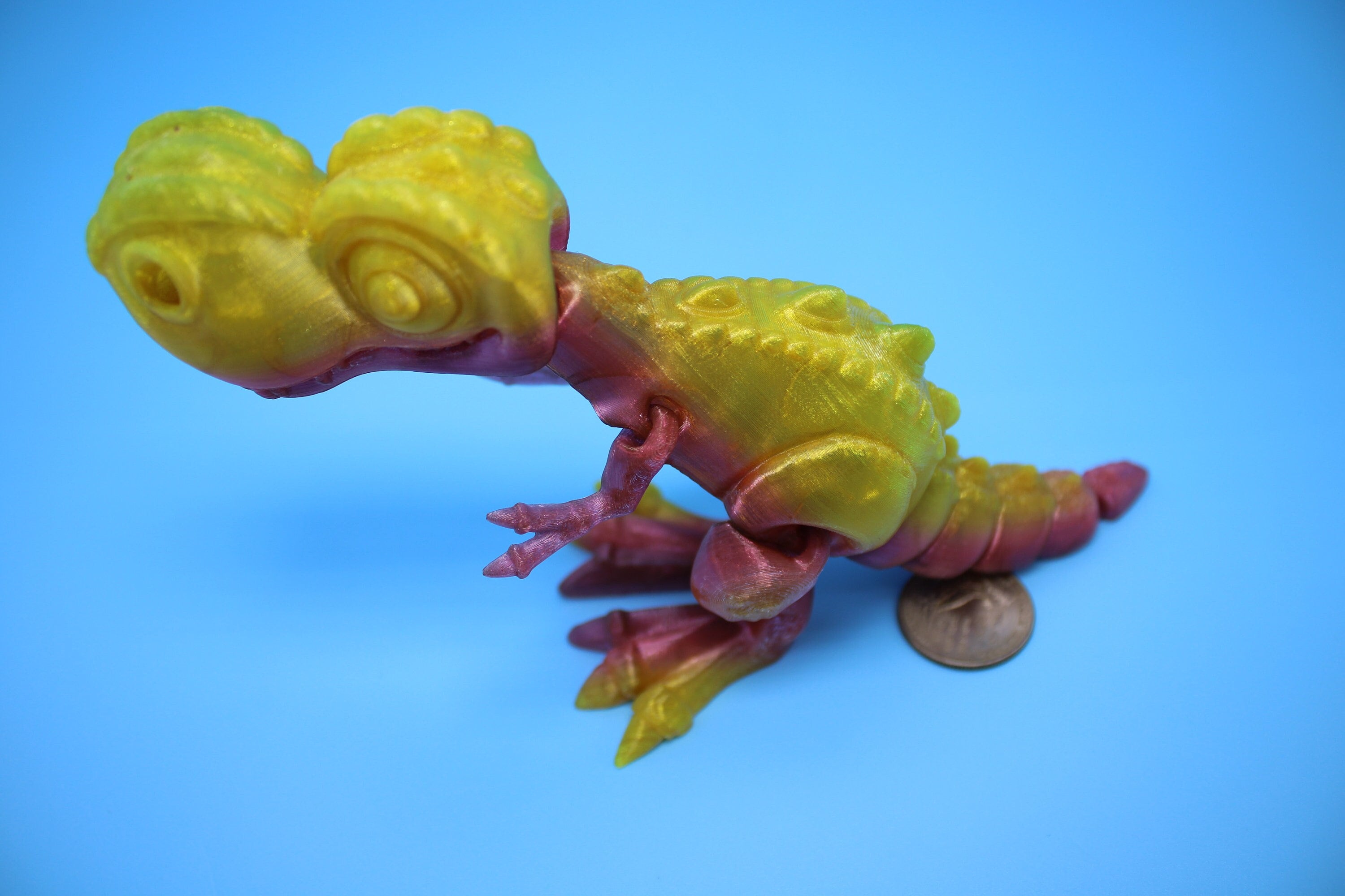 Flexi T-Rex - Rainbow | Flexible (TPU) | 3D Printed | Tyrannosaurus | Super Cute Dinosaur.