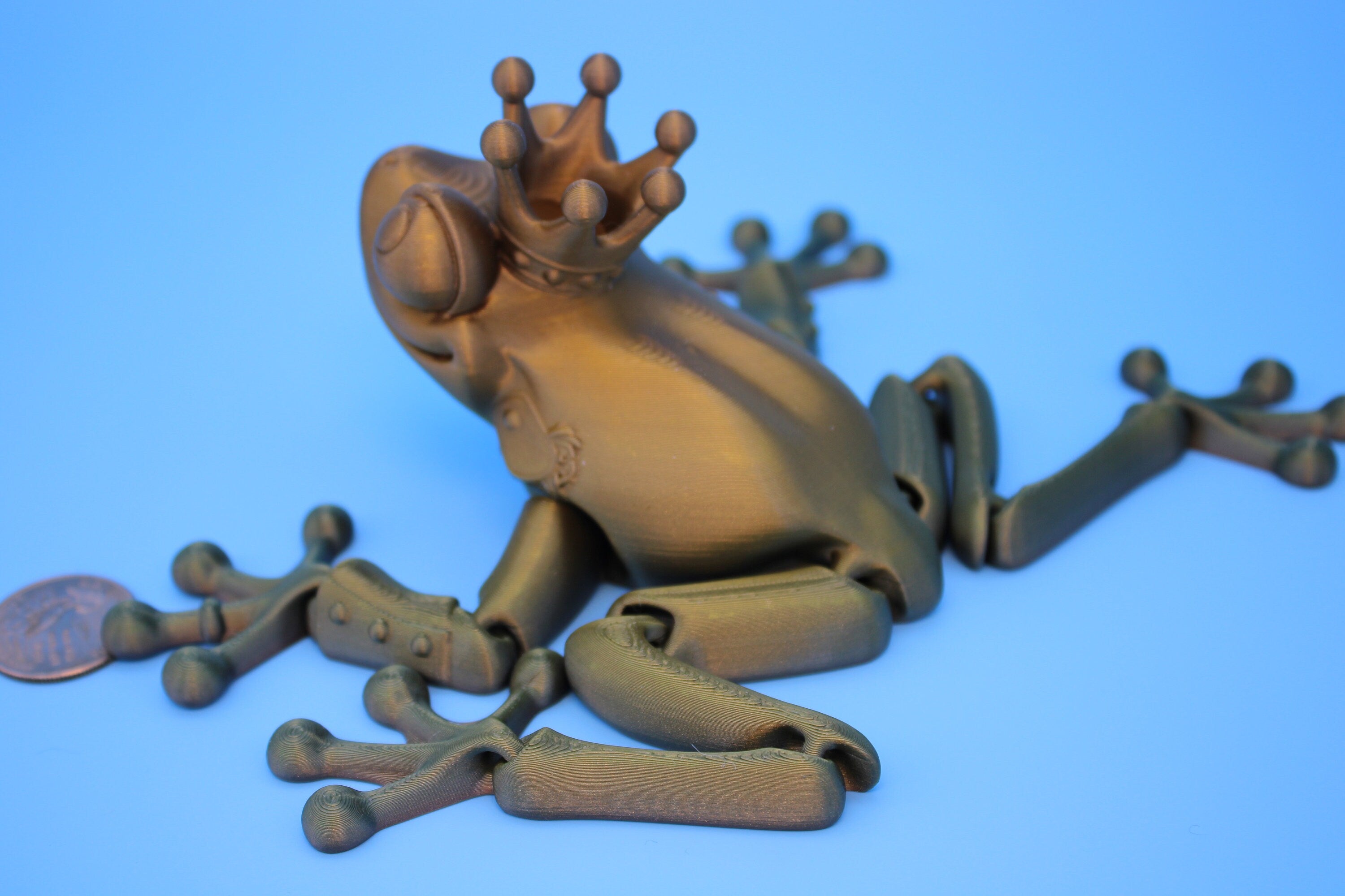 Prince Frog | Cute Flexi Toy | Articulating Frog | 3D Printed.