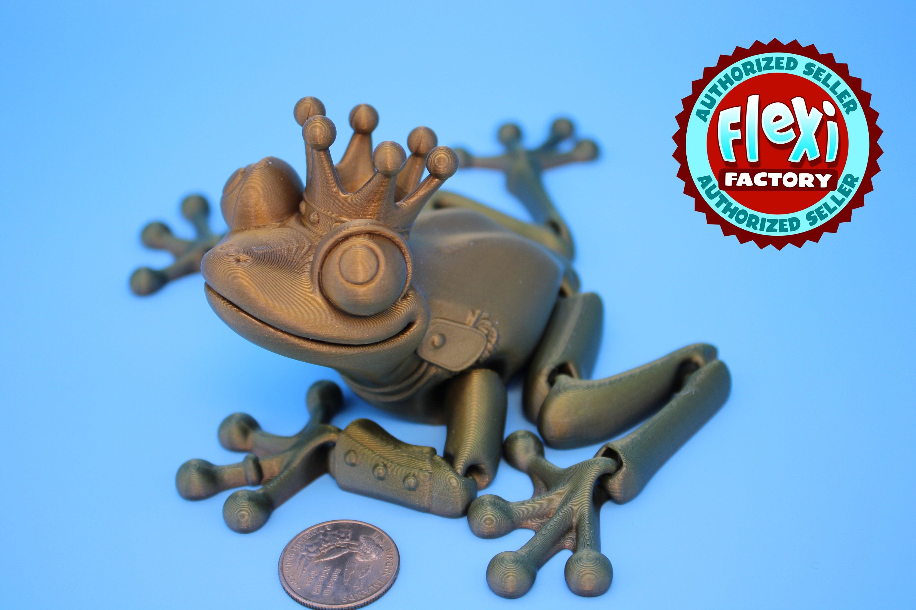 Prince Frog | Cute Flexi Toy | Articulating Frog | 3D Printed.