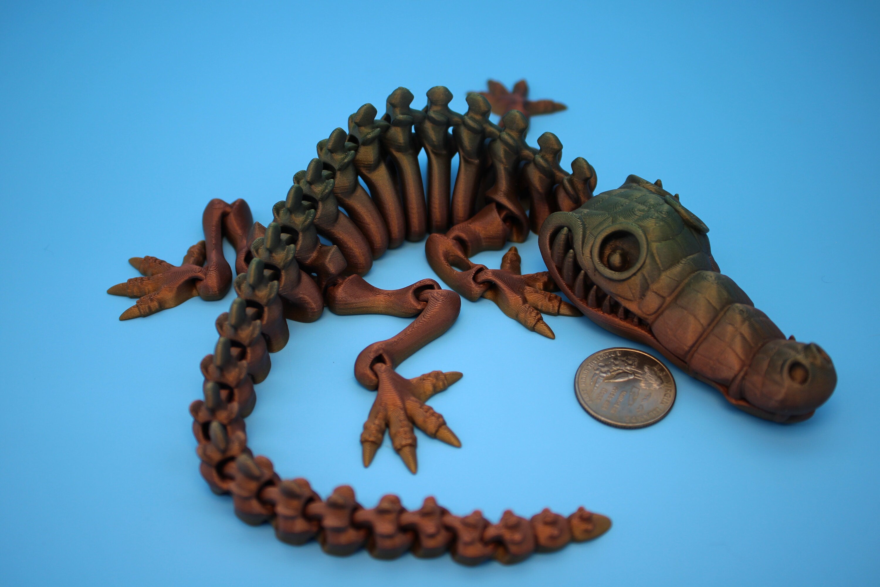 Crocodile | Cute Flexi Toy | Articulating Crocodile | 3D printed Unique Fidget | Desk Buddy | 13 in.