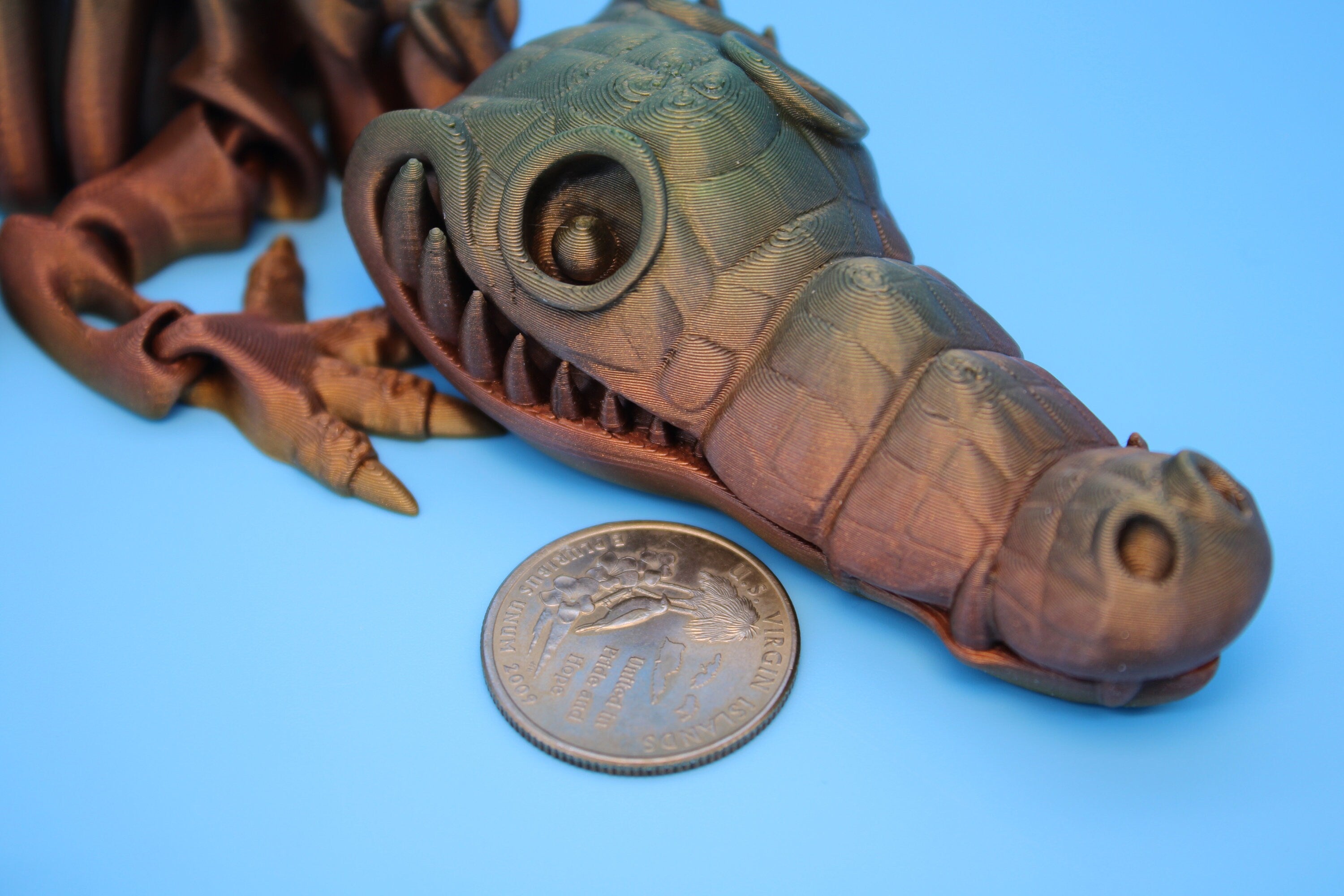 Crocodile | Cute Flexi Toy | Articulating Crocodile | 3D printed Unique Fidget | Desk Buddy | 13 in.