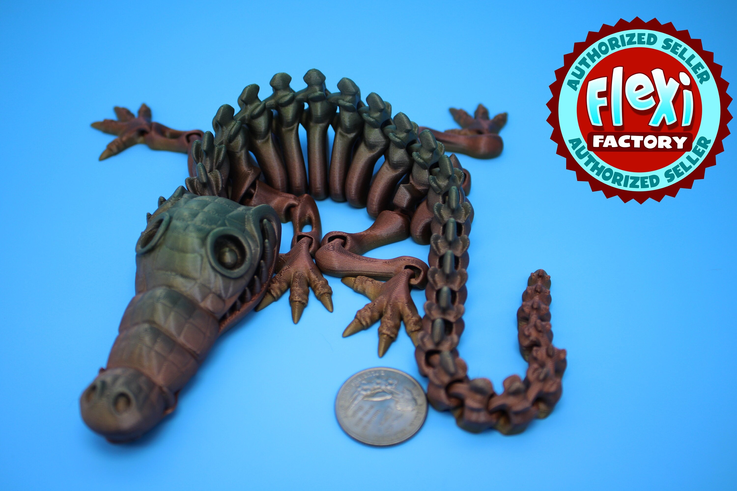 Crocodile | Cute Flexi Toy | Articulating Crocodile | 3D printed Unique Fidget | Desk Buddy | 13 in.