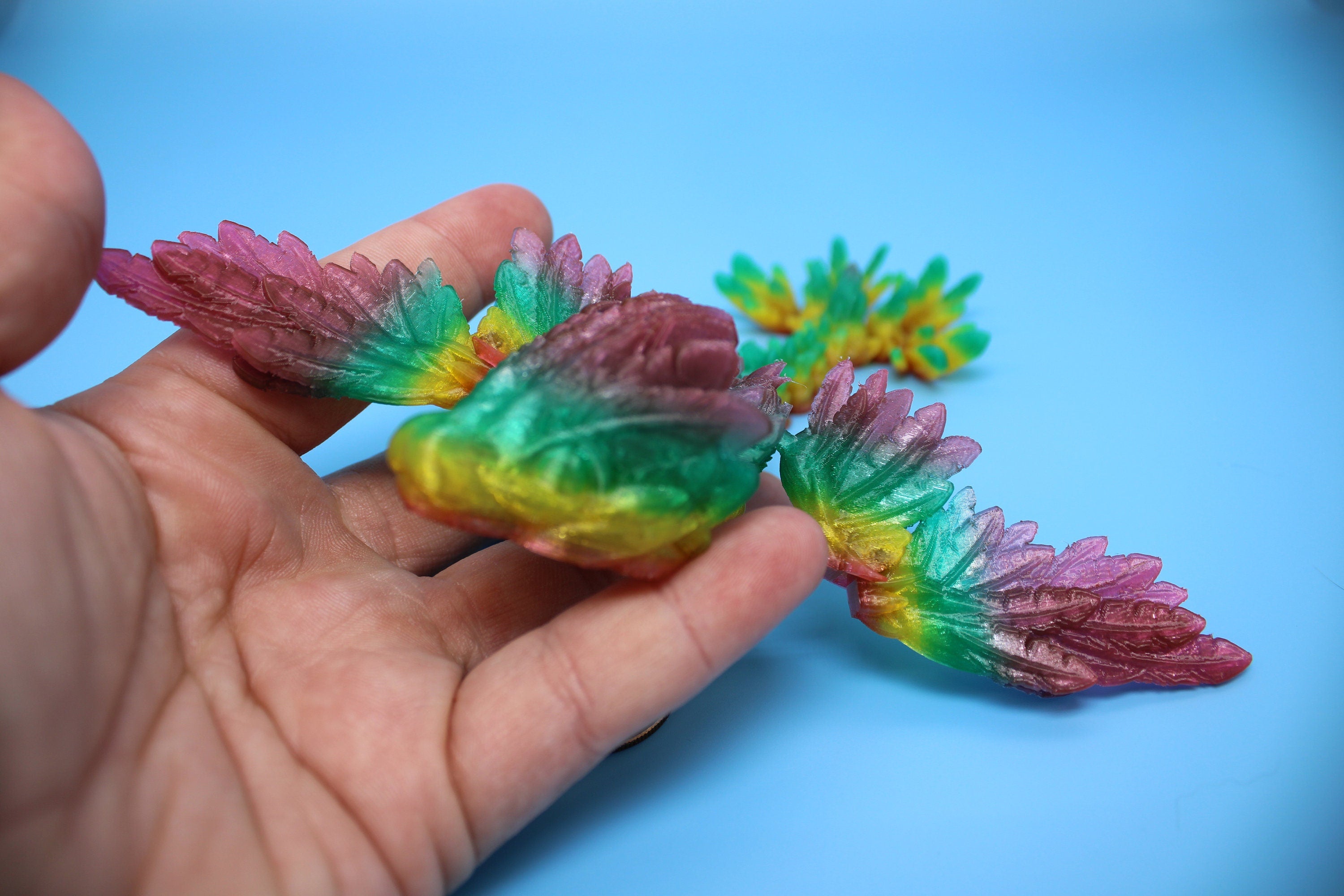 Baby Flying Serpent- Rainbow | 3D printed TPU | Flexible Miniature | 7 in.