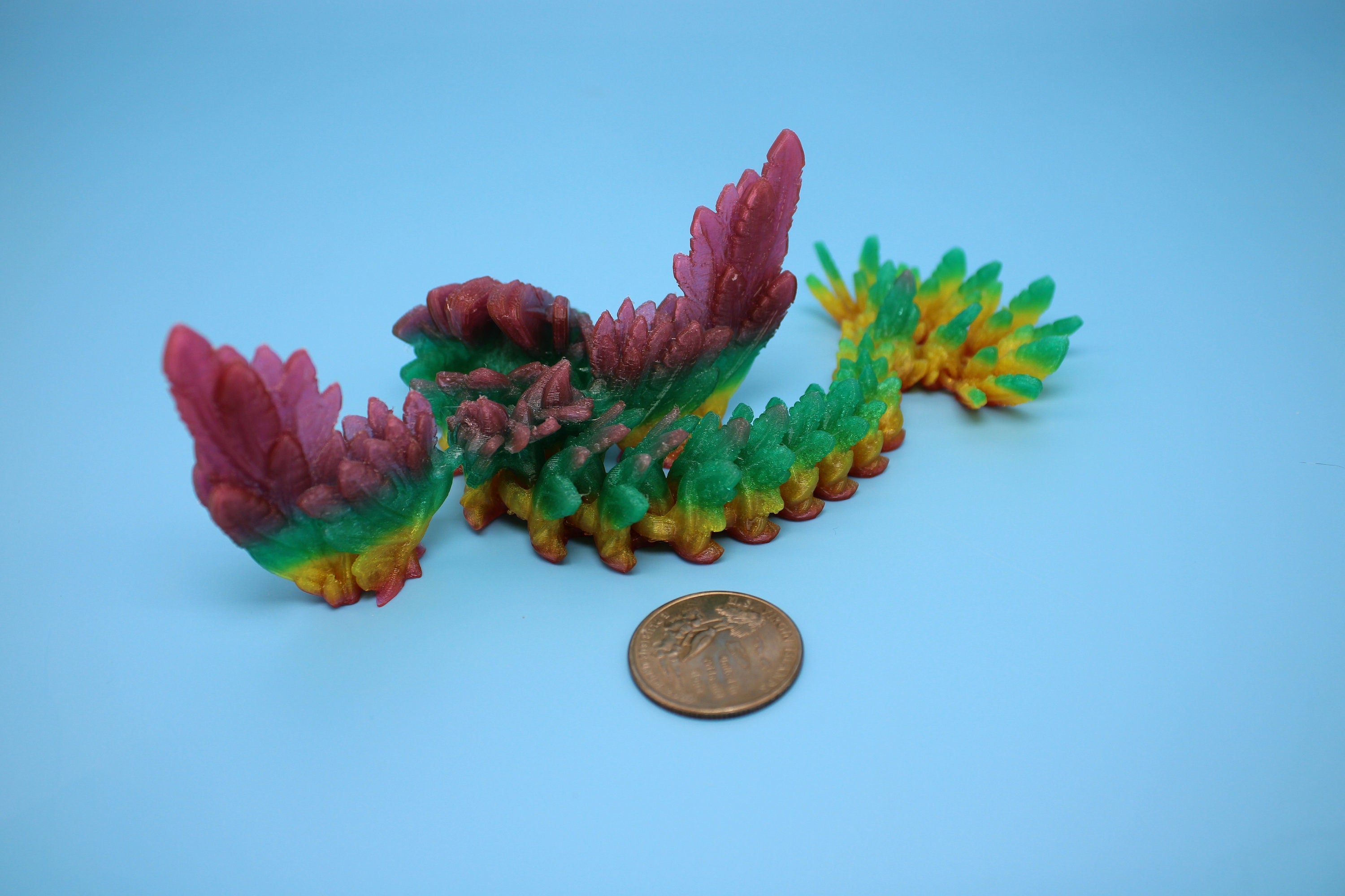Baby Flying Serpent- Rainbow | 3D printed TPU | Flexible Miniature | 7 in.