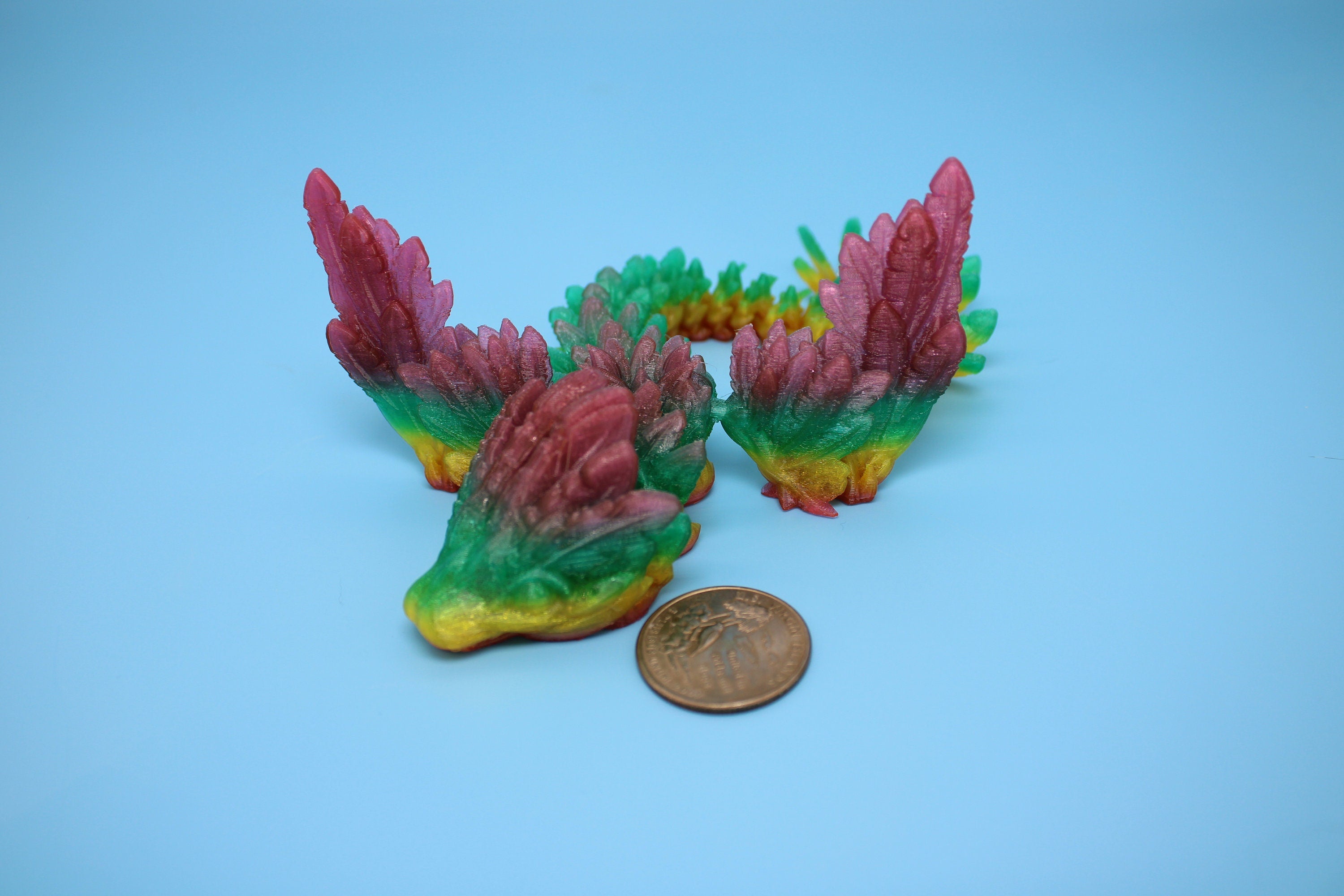 Baby Flying Serpent- Rainbow | 3D printed TPU | Flexible Miniature | 7 in.