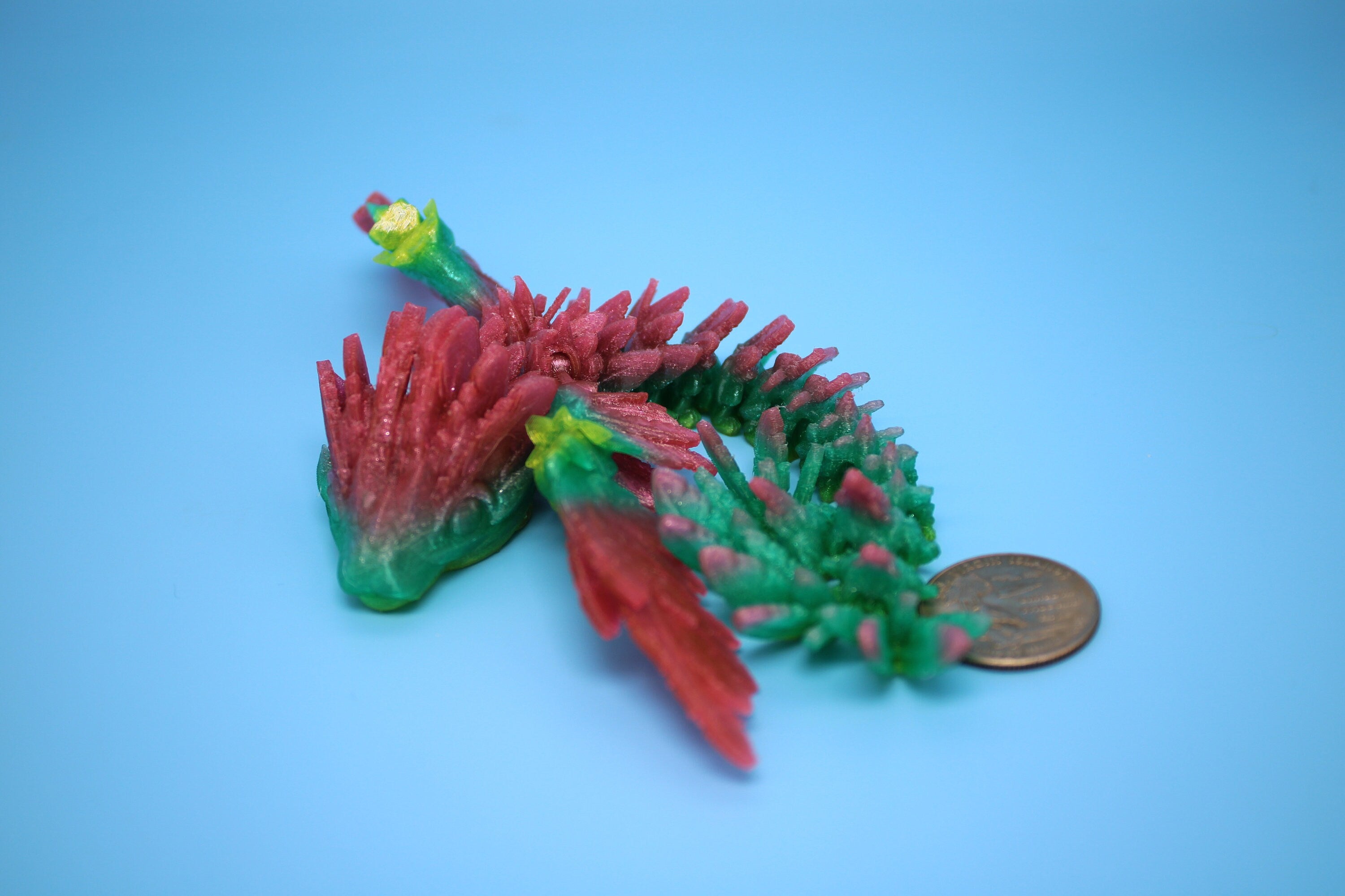 Baby Flying Serpent- Rainbow | 3D printed TPU | Flexible Miniature | 7 in.