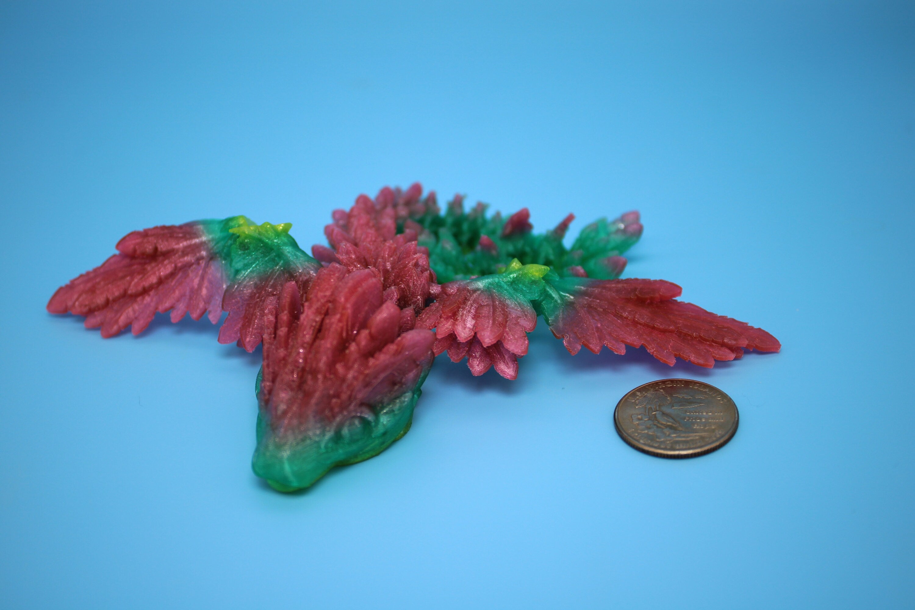 Baby Flying Serpent- Rainbow | 3D printed TPU | Flexible Miniature | 7 in.