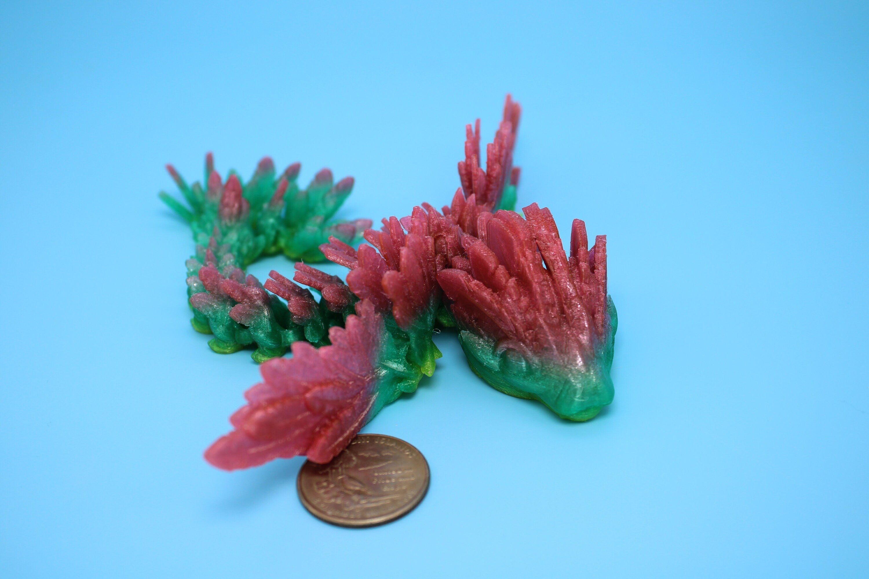 Baby Flying Serpent- Rainbow | 3D printed TPU | Flexible Miniature | 7 in.
