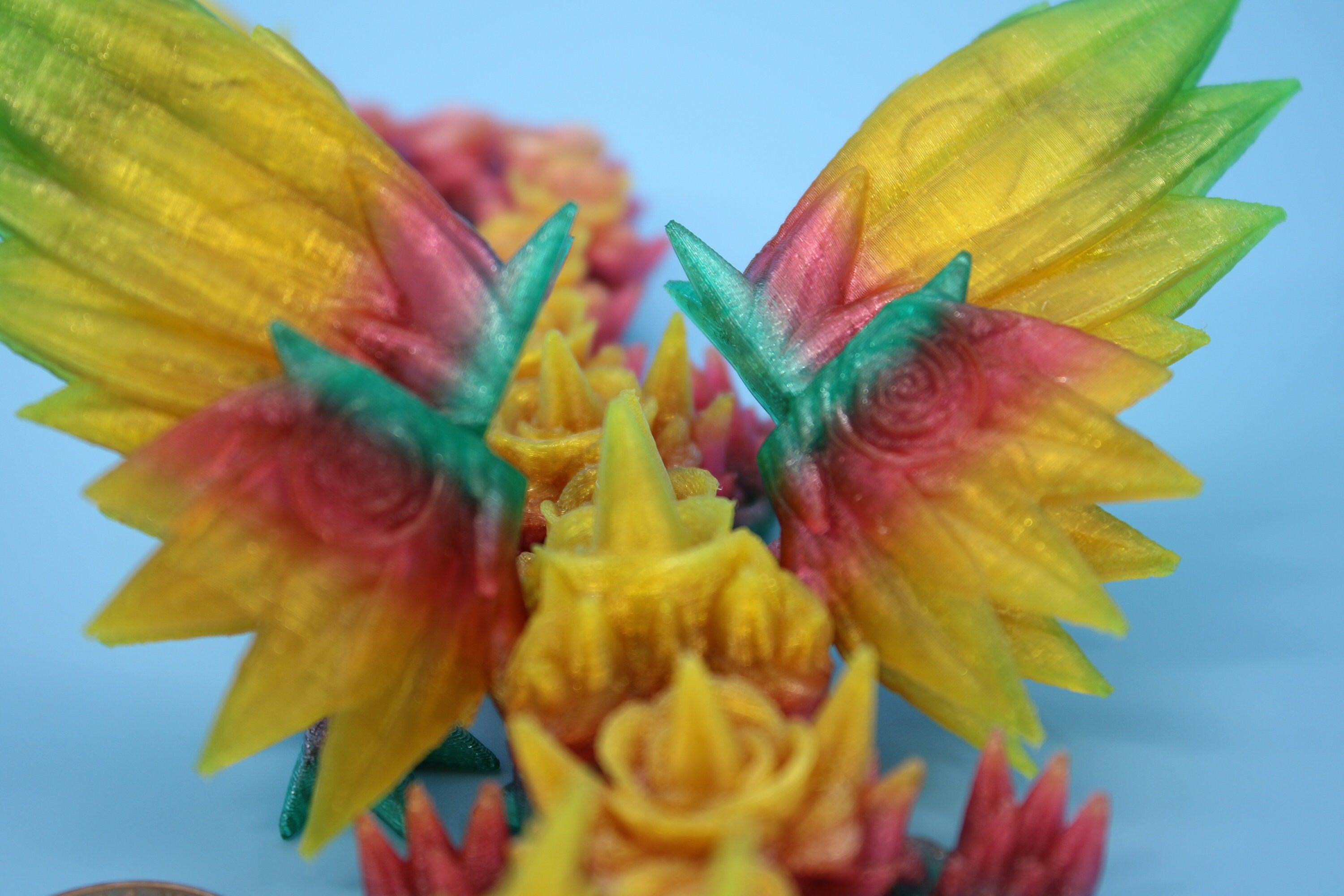 Baby Rose Wing Dragon | Rainbow | 3D Printed TPU | Fidget | Flexi Toy 8.5 in. | Stress Relief Gift