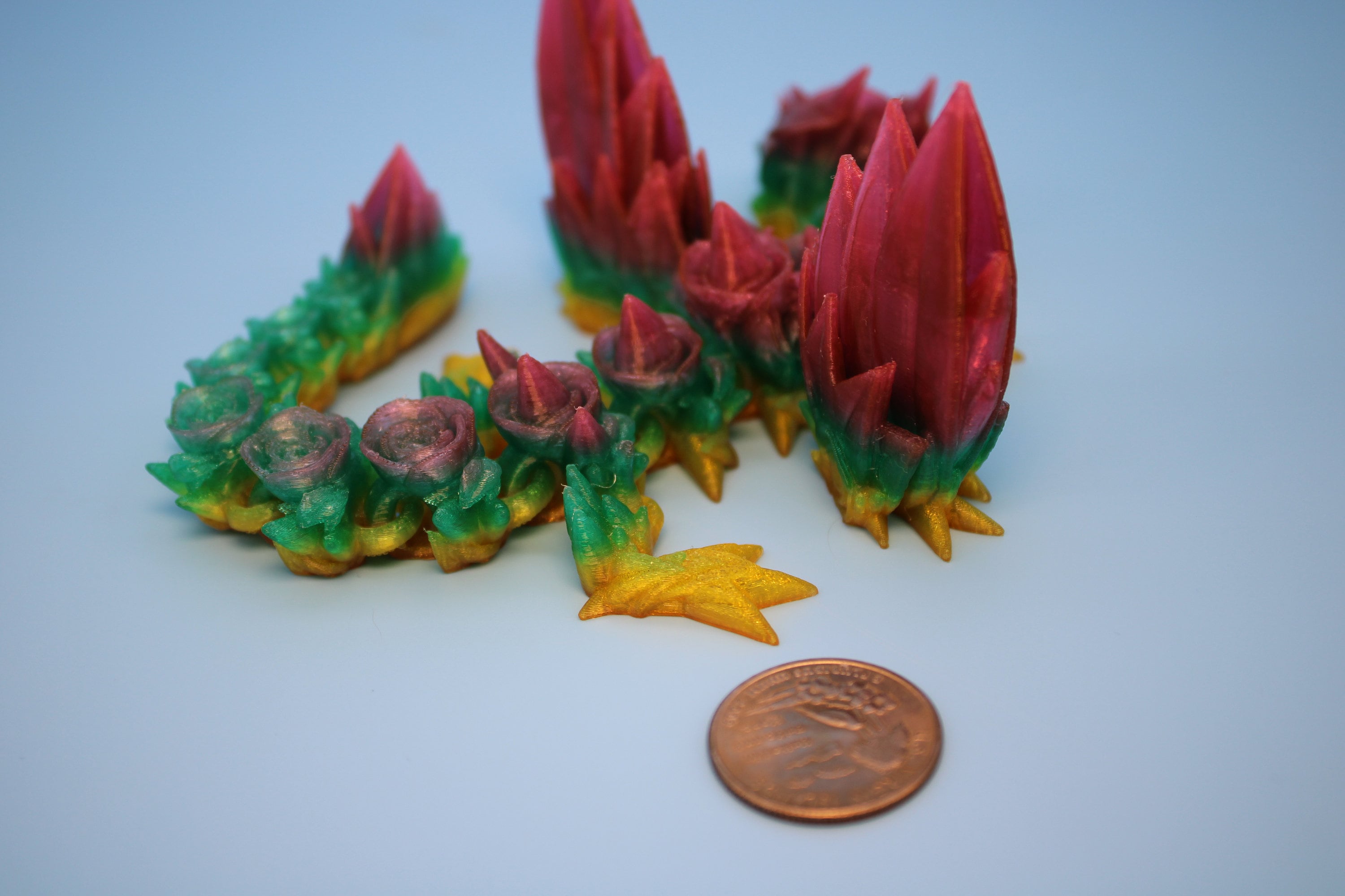 Baby Rose Wing Dragon | Rainbow | 3D Printed TPU | Fidget | Flexi Toy 8.5 in. | Stress Relief Gift