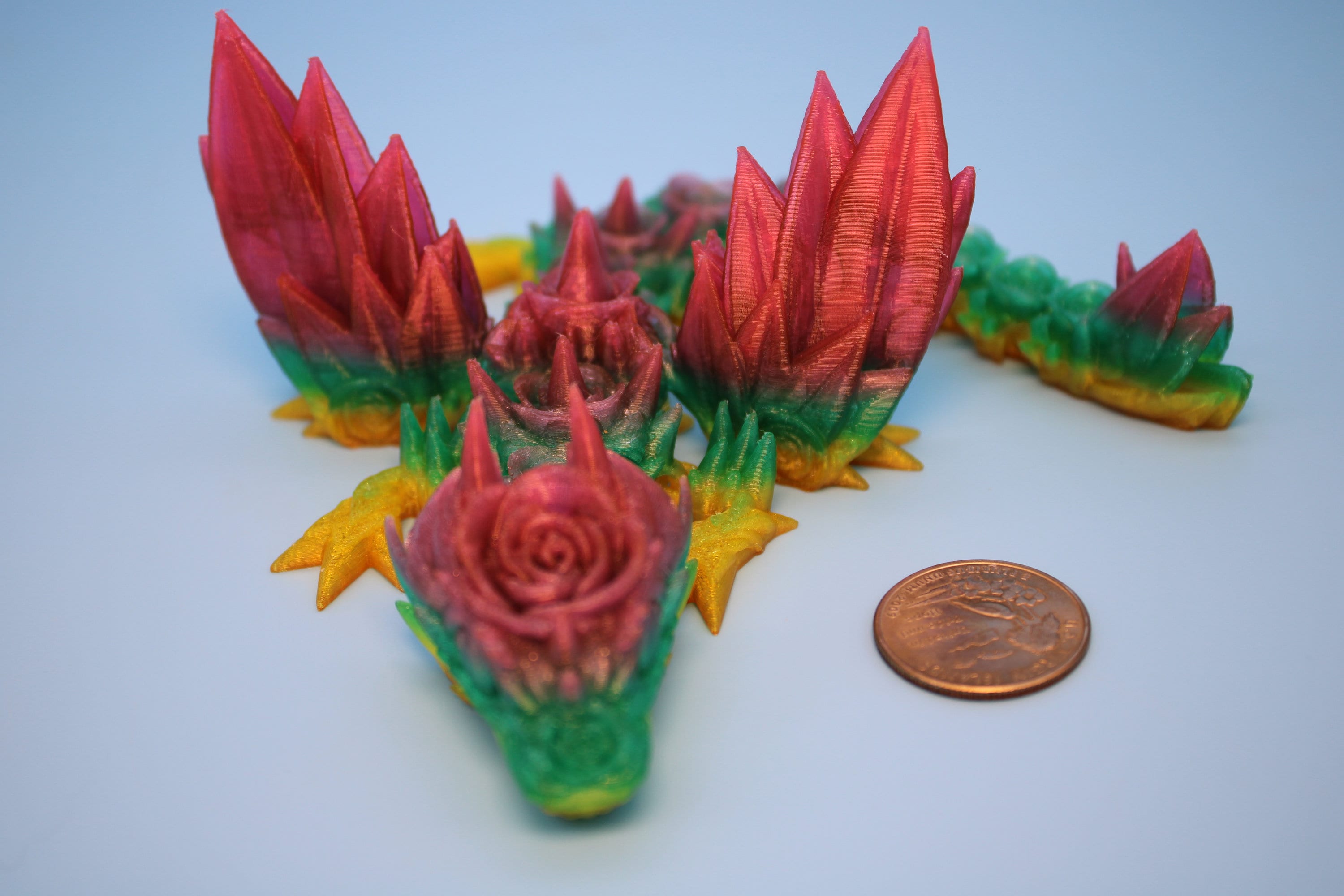 Baby Rose Wing Dragon | Rainbow | 3D Printed TPU | Fidget | Flexi Toy 8.5 in. | Stress Relief Gift