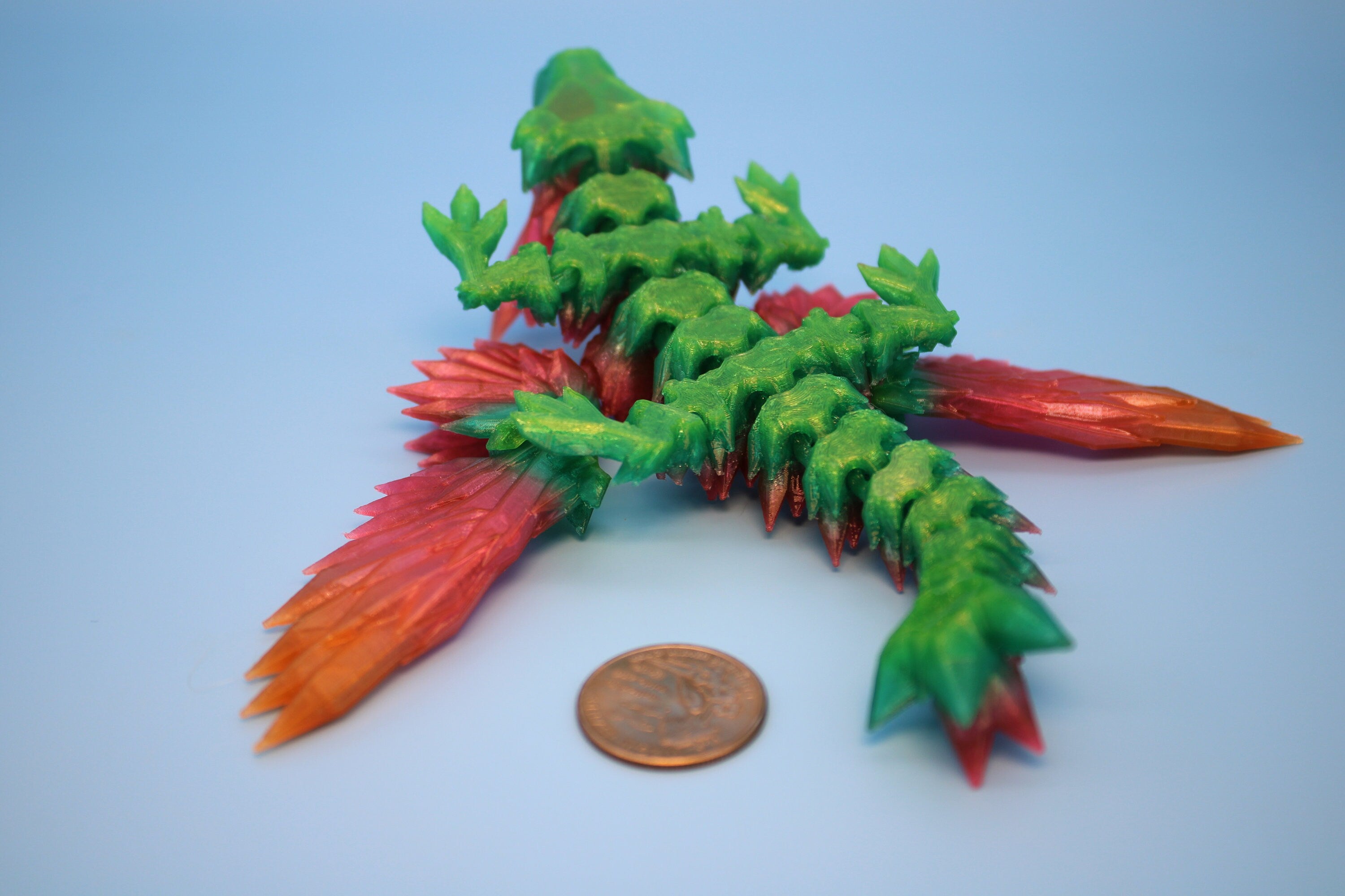 Baby Crystal Winged Dragon | Rainbow | Flexible (TPU) | 3D Printed | Fidget Toy | 7 in.