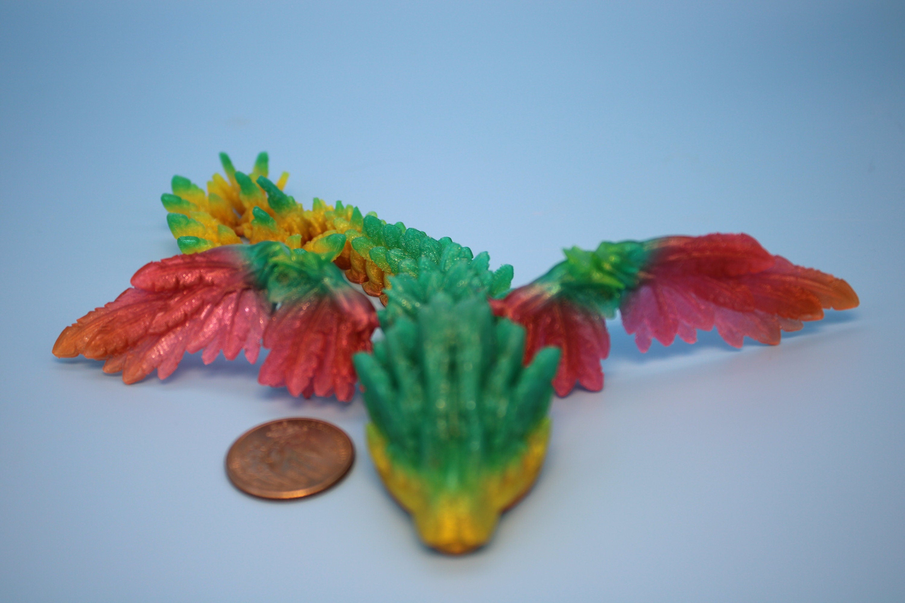 Baby Flying Serpent- Rainbow | 3D printed TPU | Flexible Miniature | 7 in.