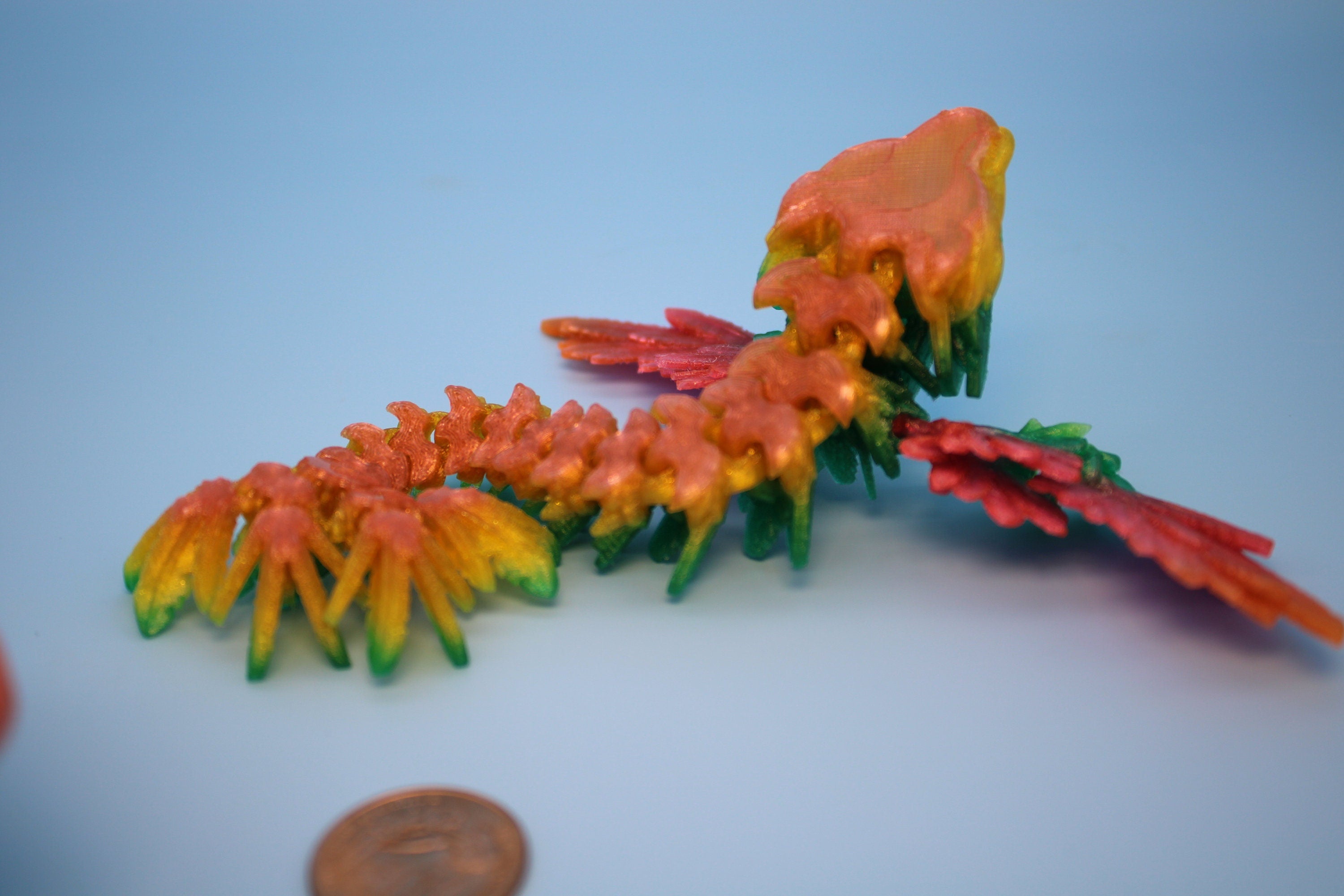 Baby Flying Serpent- Rainbow | 3D printed TPU | Flexible Miniature | 7 in.