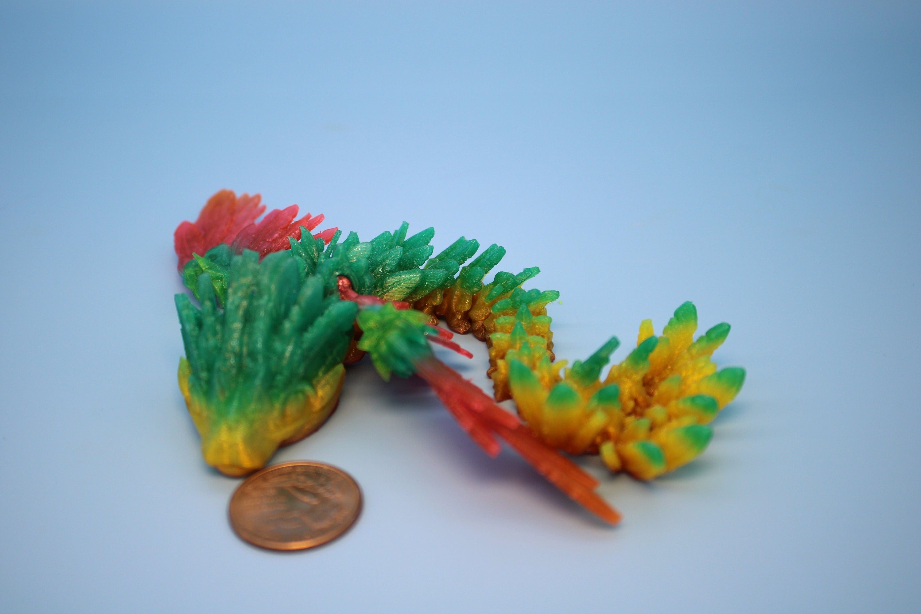 Baby Flying Serpent- Rainbow | 3D printed TPU | Flexible Miniature | 7 in.