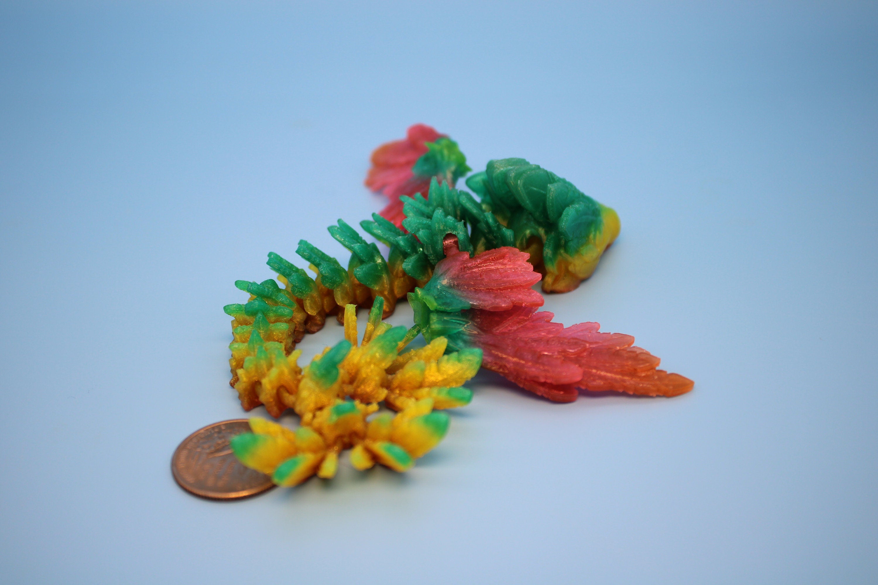 Baby Flying Serpent- Rainbow | 3D printed TPU | Flexible Miniature | 7 in.